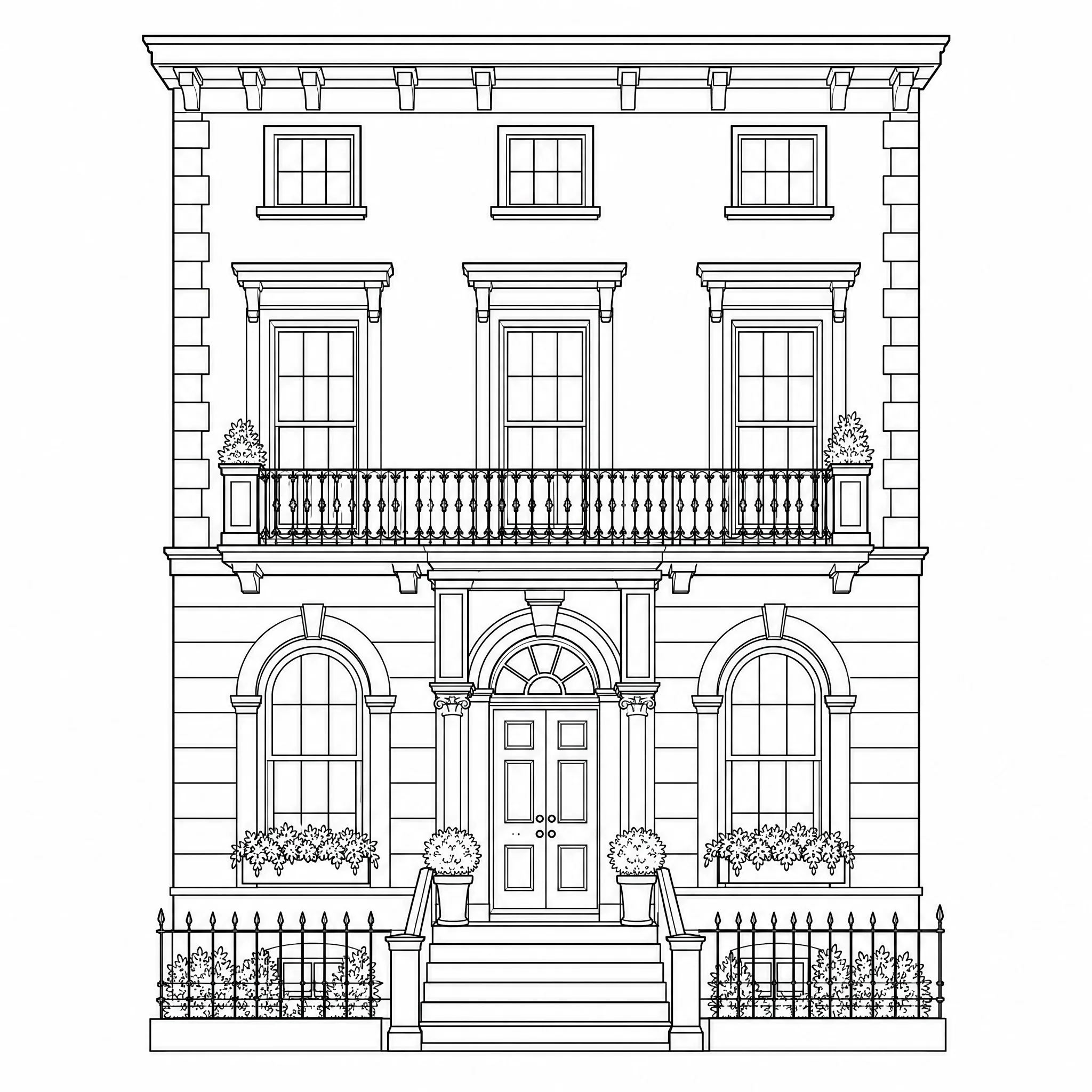 A building photo converted into architectural line art