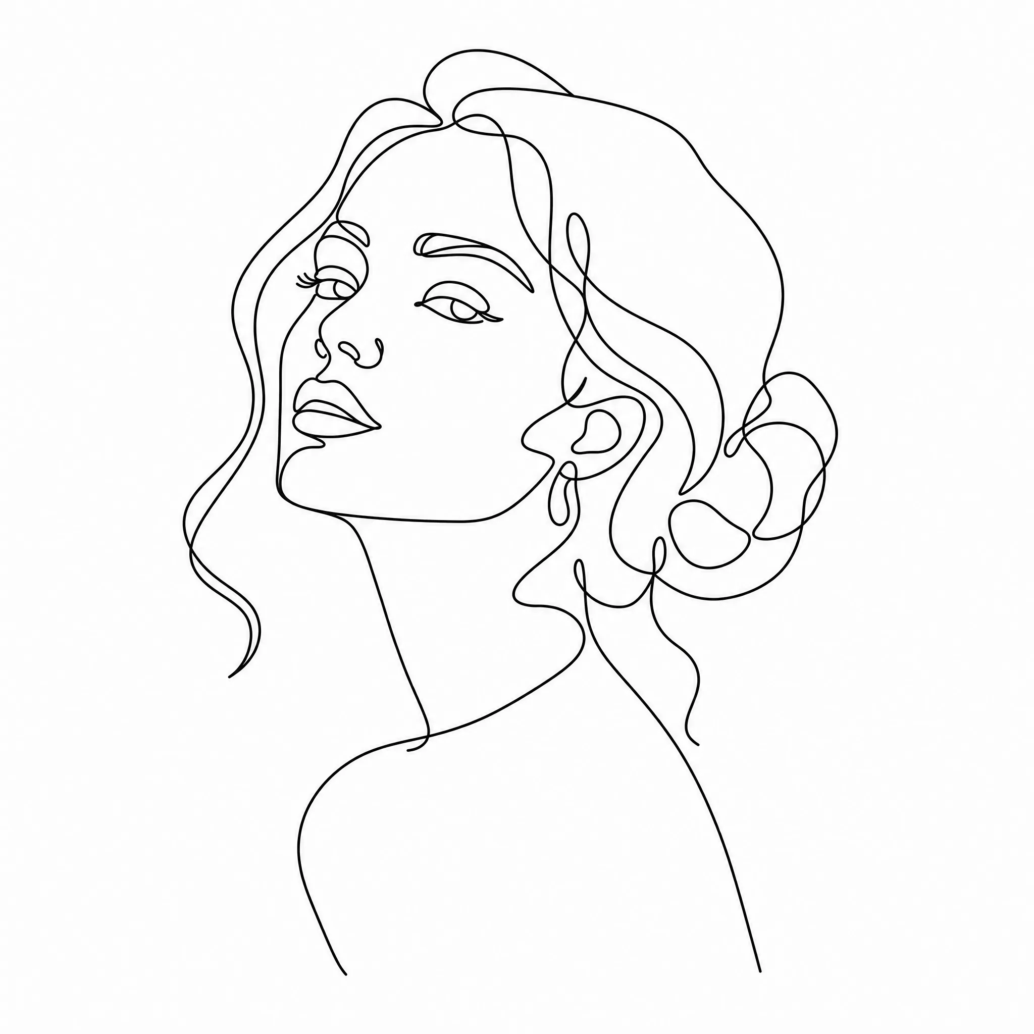 A single-line style portrait printed as framed wall art