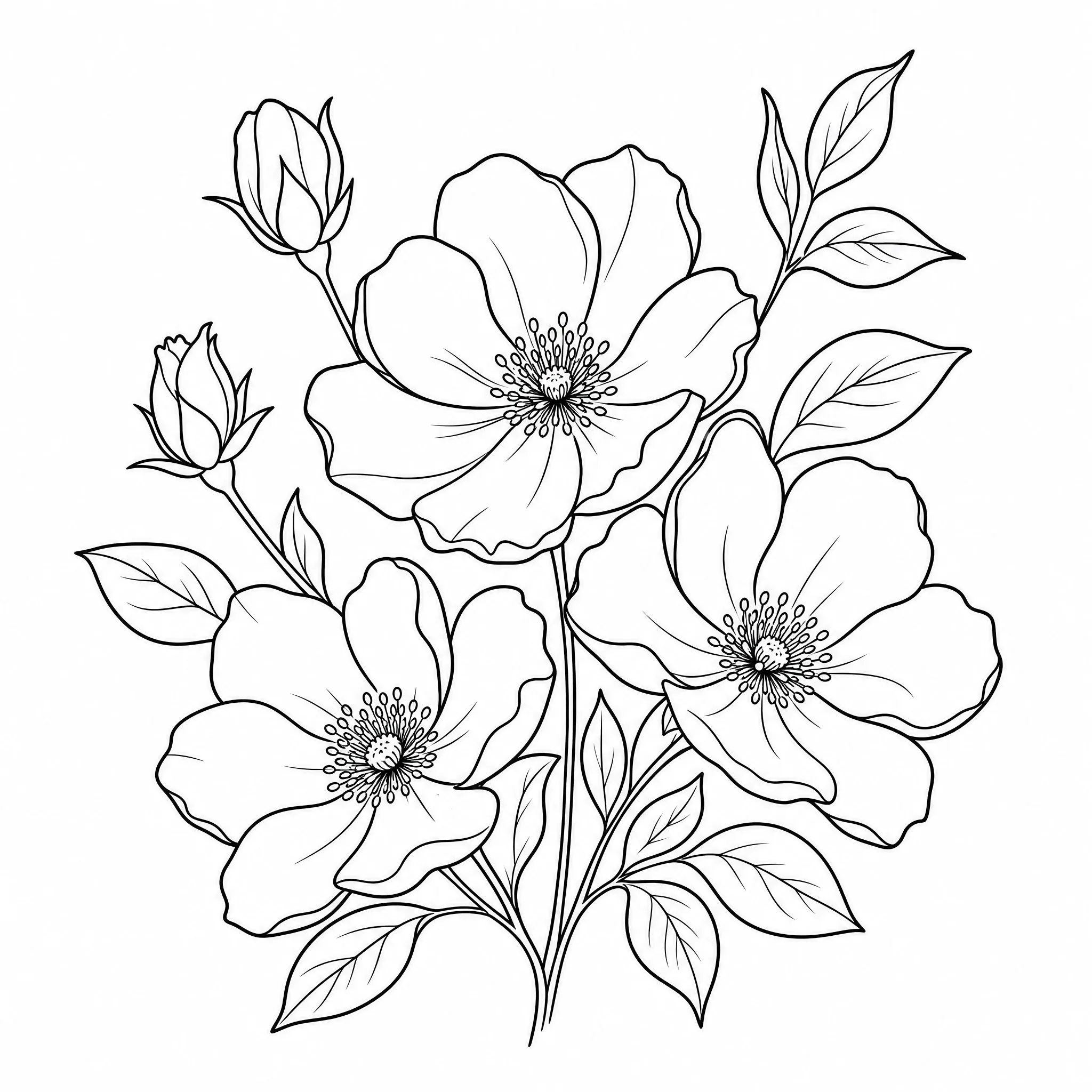 A floral photo converted into clean line art for a tattoo design