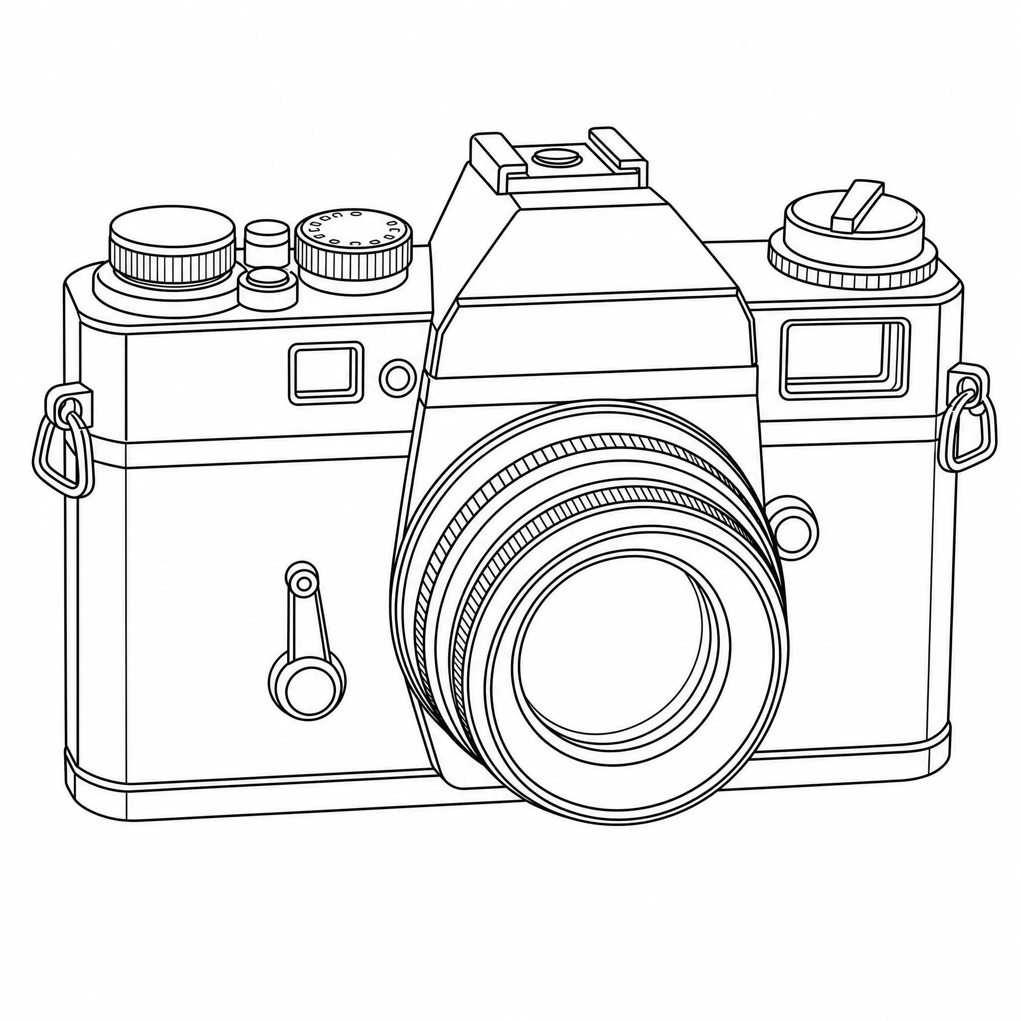 A vintage camera generated as a simple line drawing