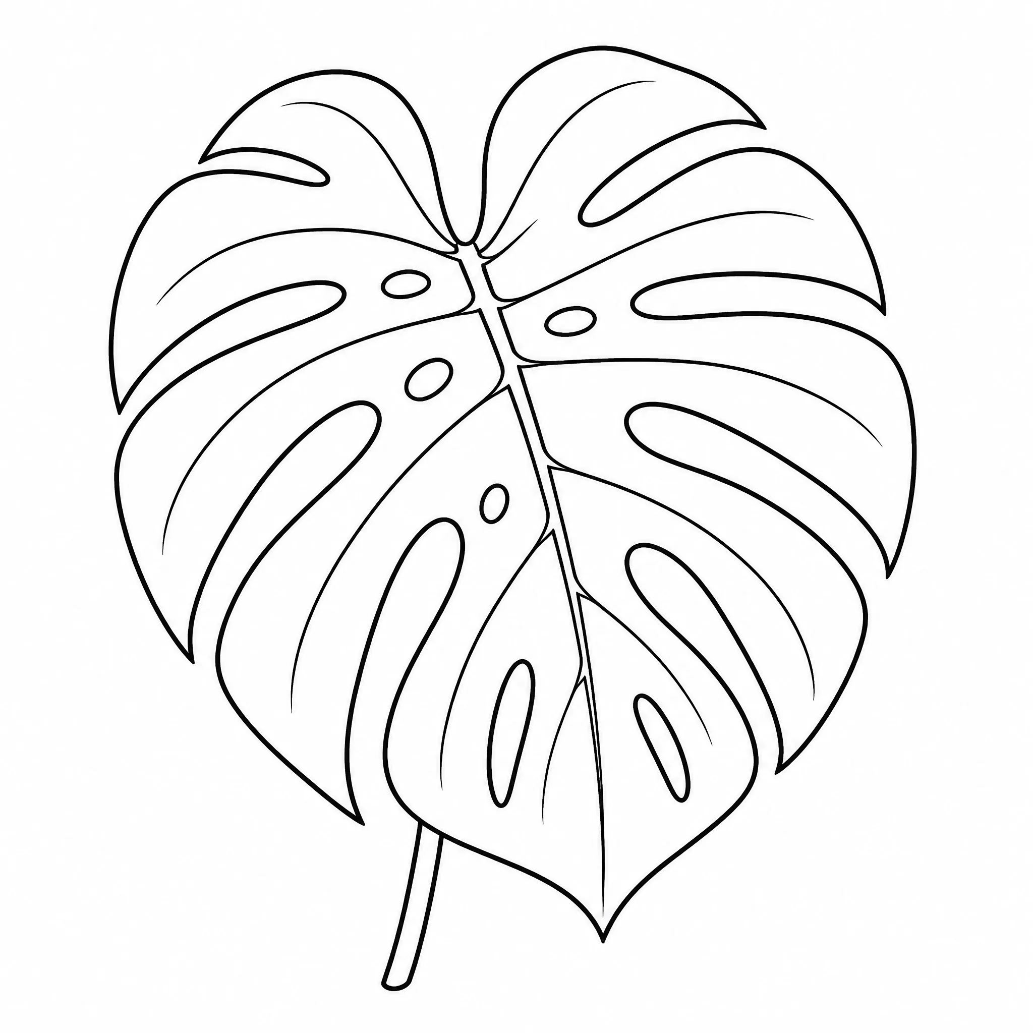 A monstera leaf generated as a fine-detail line drawing