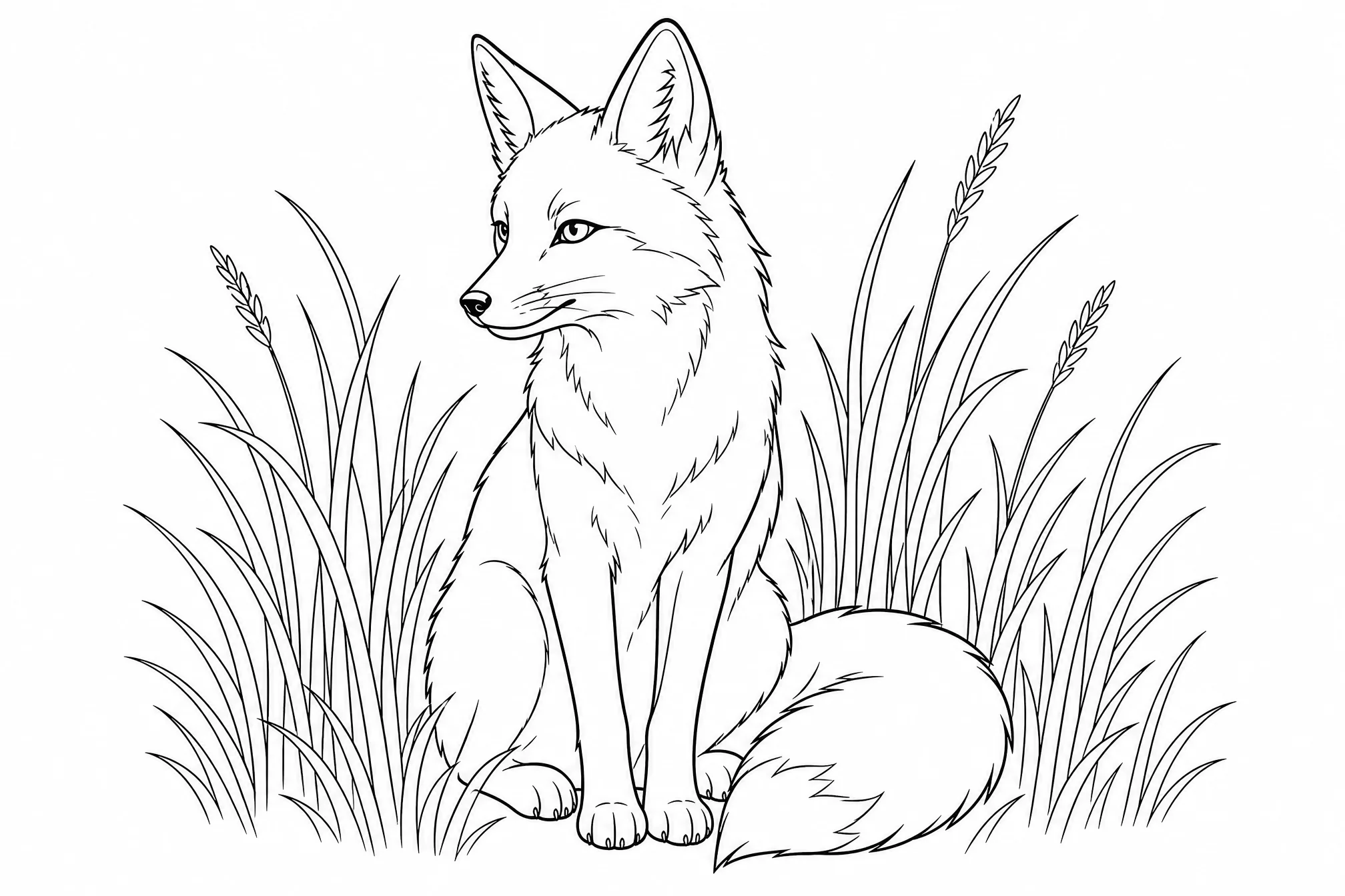 A fox generated as a clean black-and-white line drawing