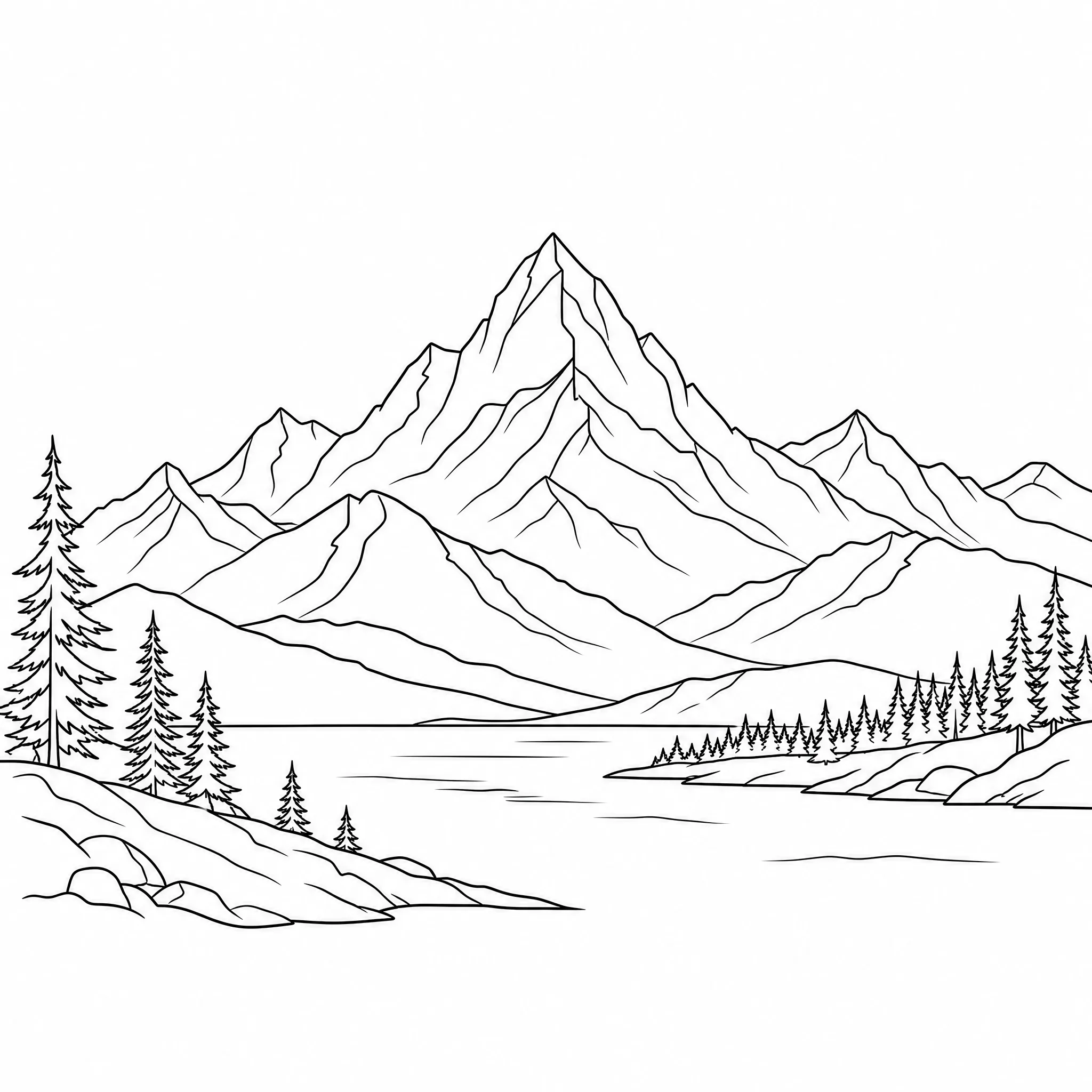 A minimalist mountain line drawing generated for a printable poster