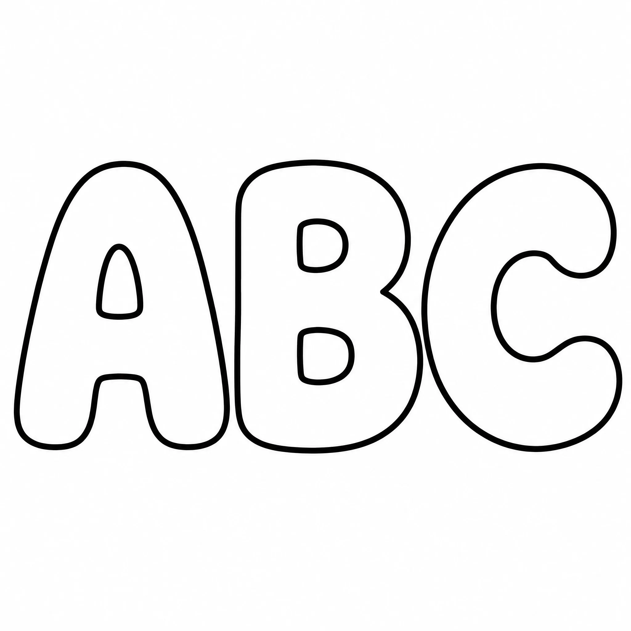 Die Buchstaben ABC in großen Bubble-Buchstaben zum Lernen