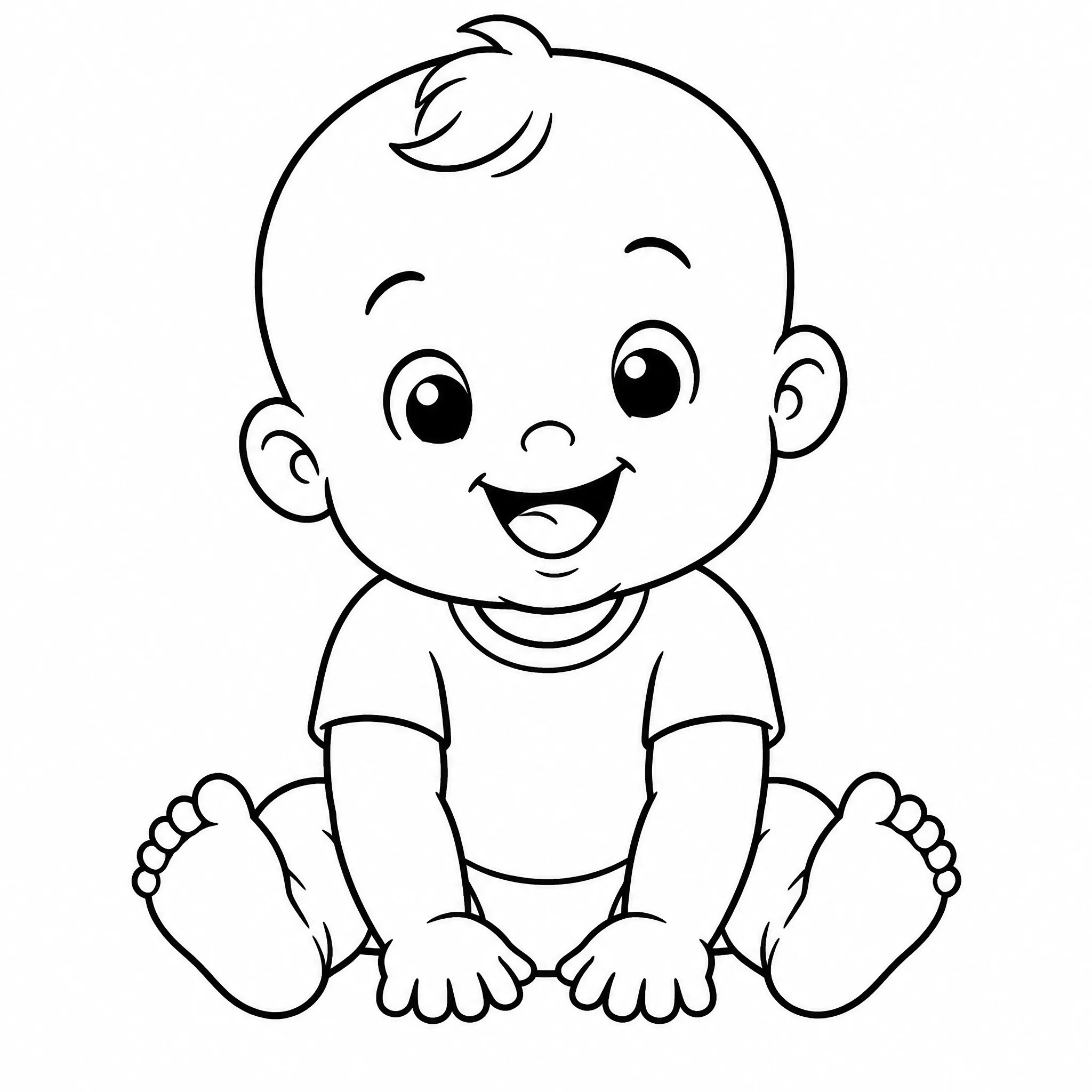 Ein Babyfoto, umgewandelt in einen Ausmalbild-Umriss