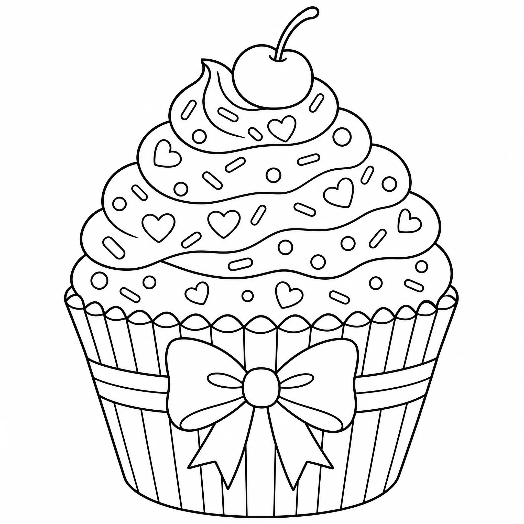 Ein Foto eines Cupcakes, umgewandelt in ein Ausmalbild