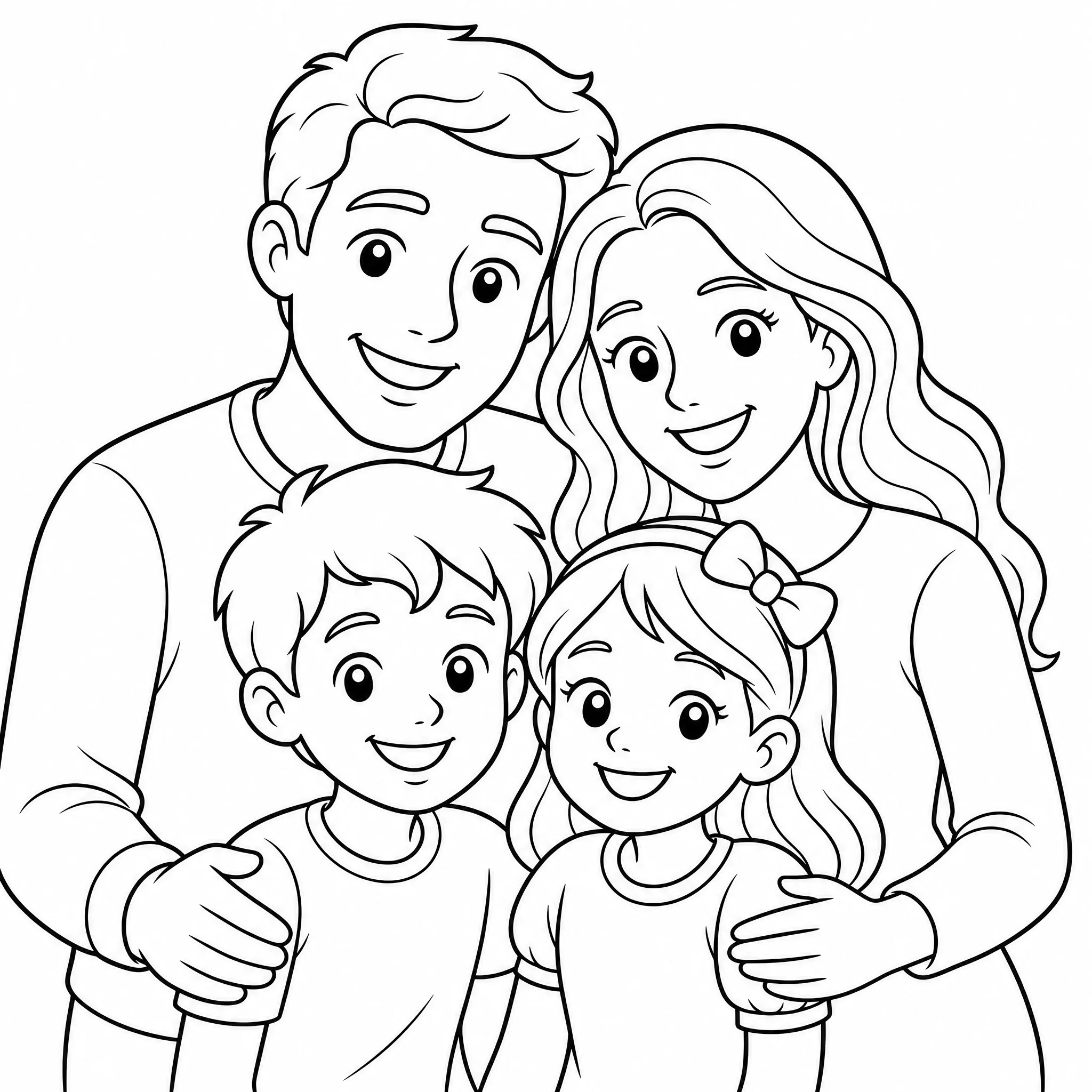 Ein Familienporträt als Ausmalbild