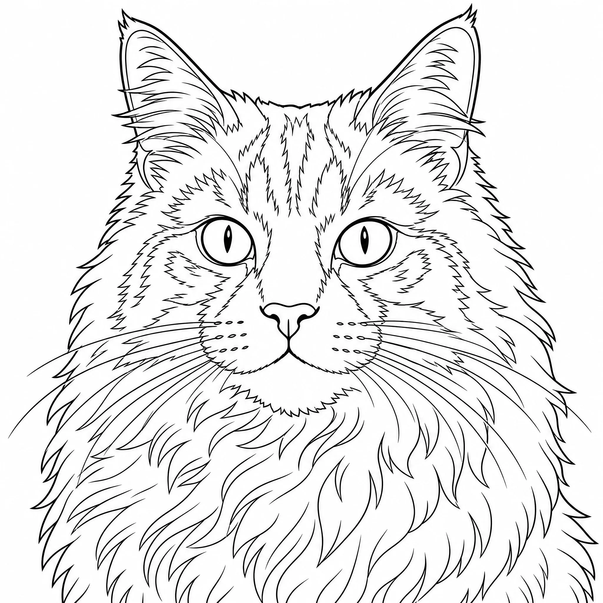 Ein Katzenporträt als Ausmalbild