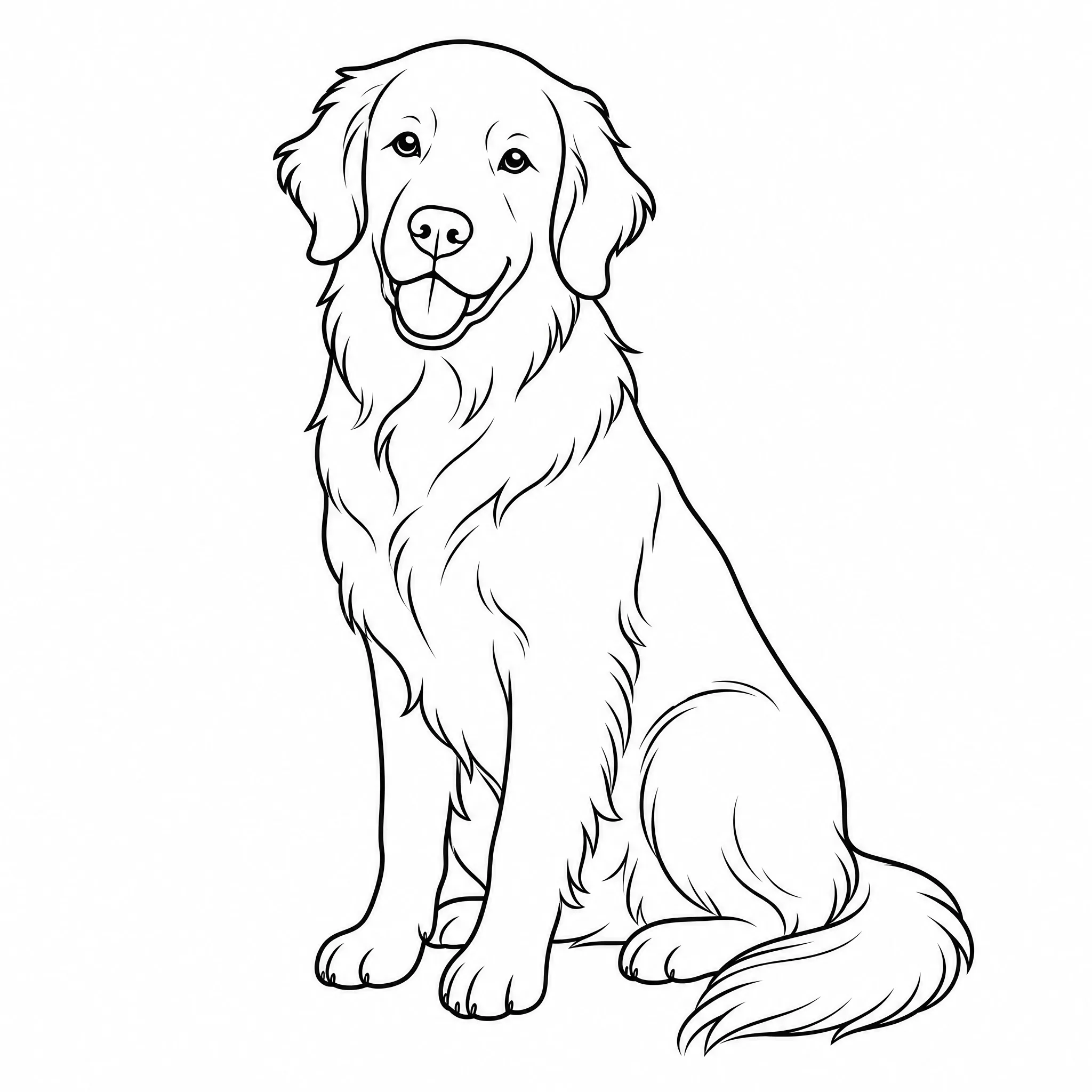 A dog photo converted into a black-and-white line drawing