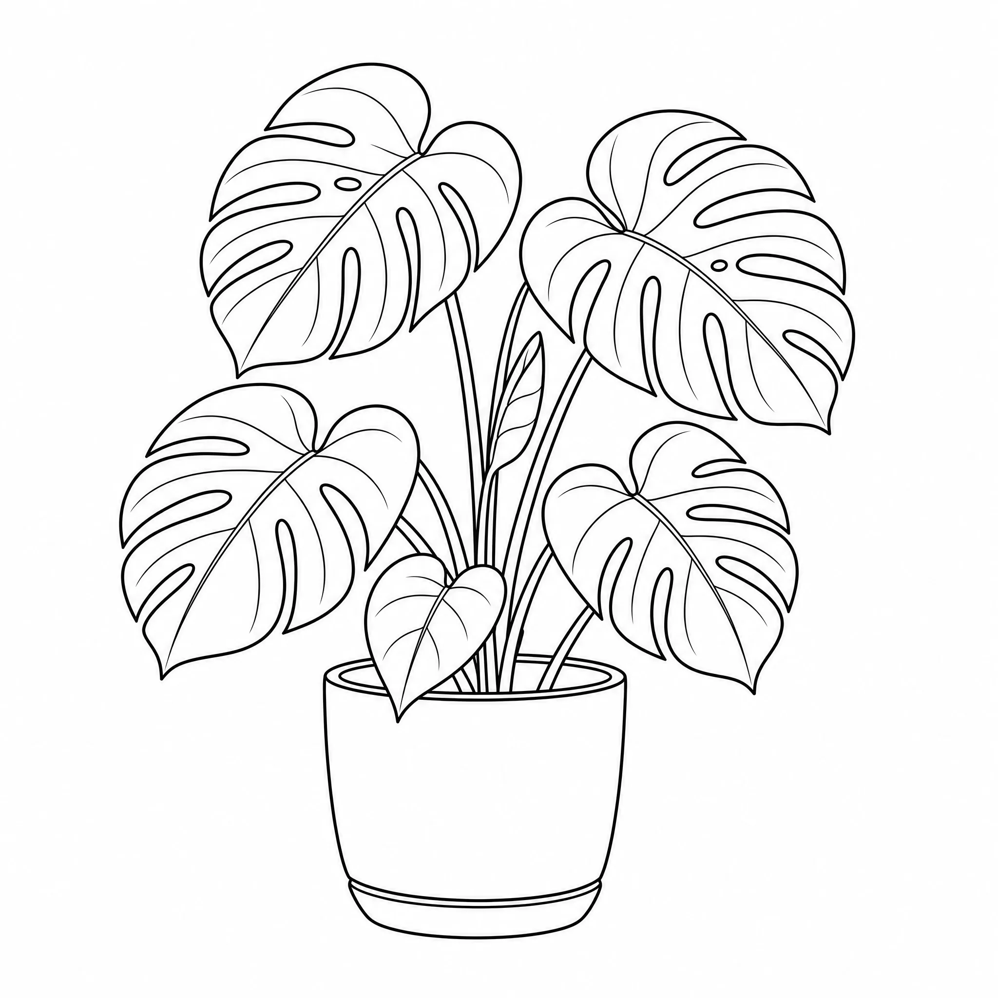 A potted plant photo converted into minimal line art