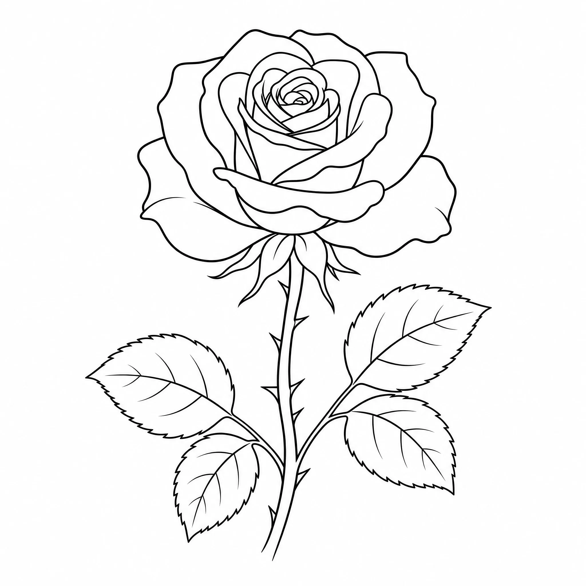 A rose photo converted into bold line art for a tattoo design
