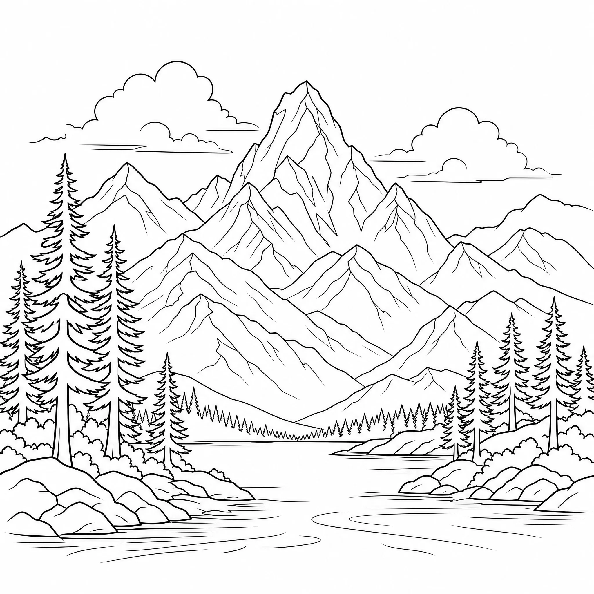 A landscape photo turned into a minimalist line drawing