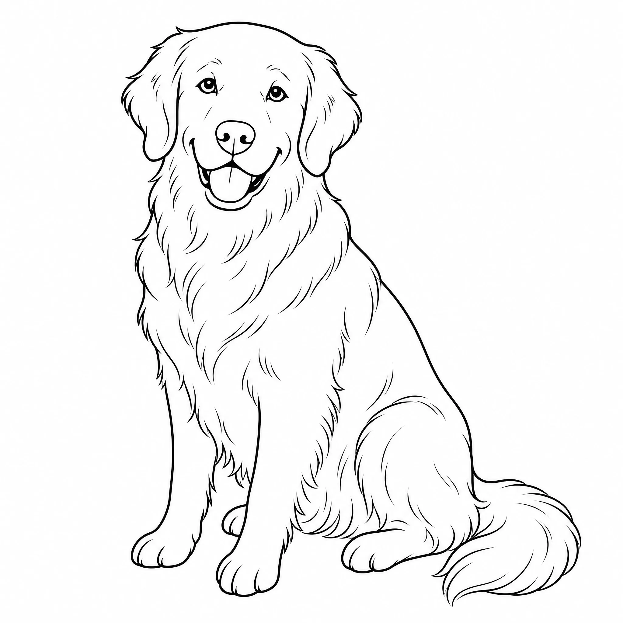 A dog photo converted into a black-and-white line drawing