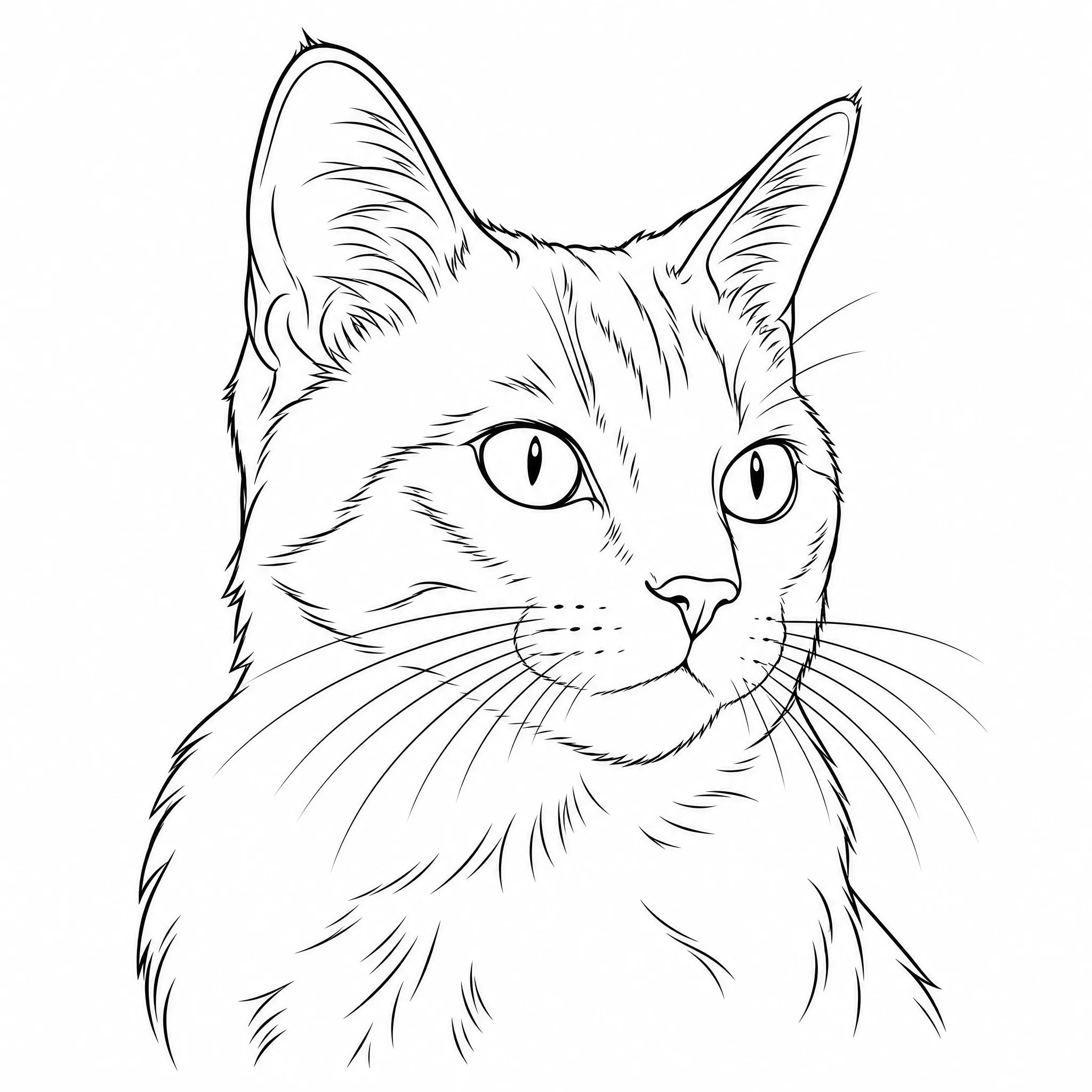 A pet portrait line drawing converted from a photo