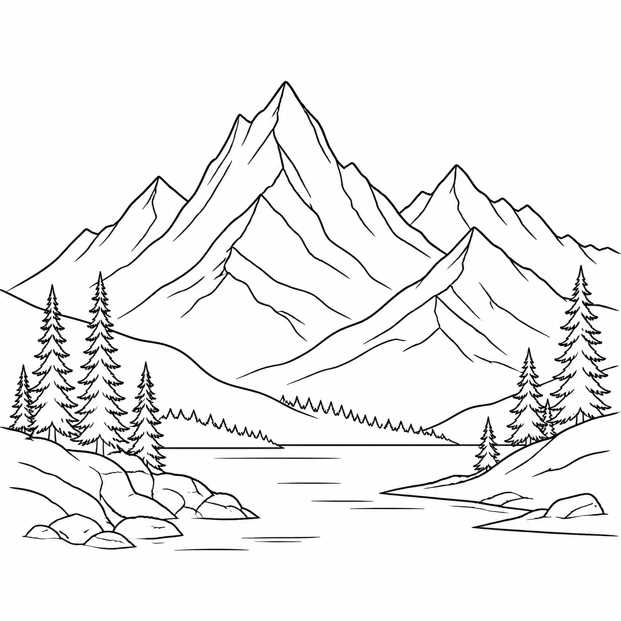 A minimalist landscape line drawing for framed wall art