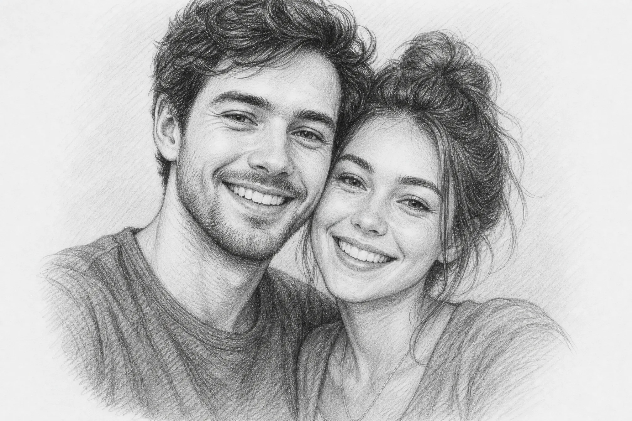 The same photo converted into a hand-drawn pencil sketch