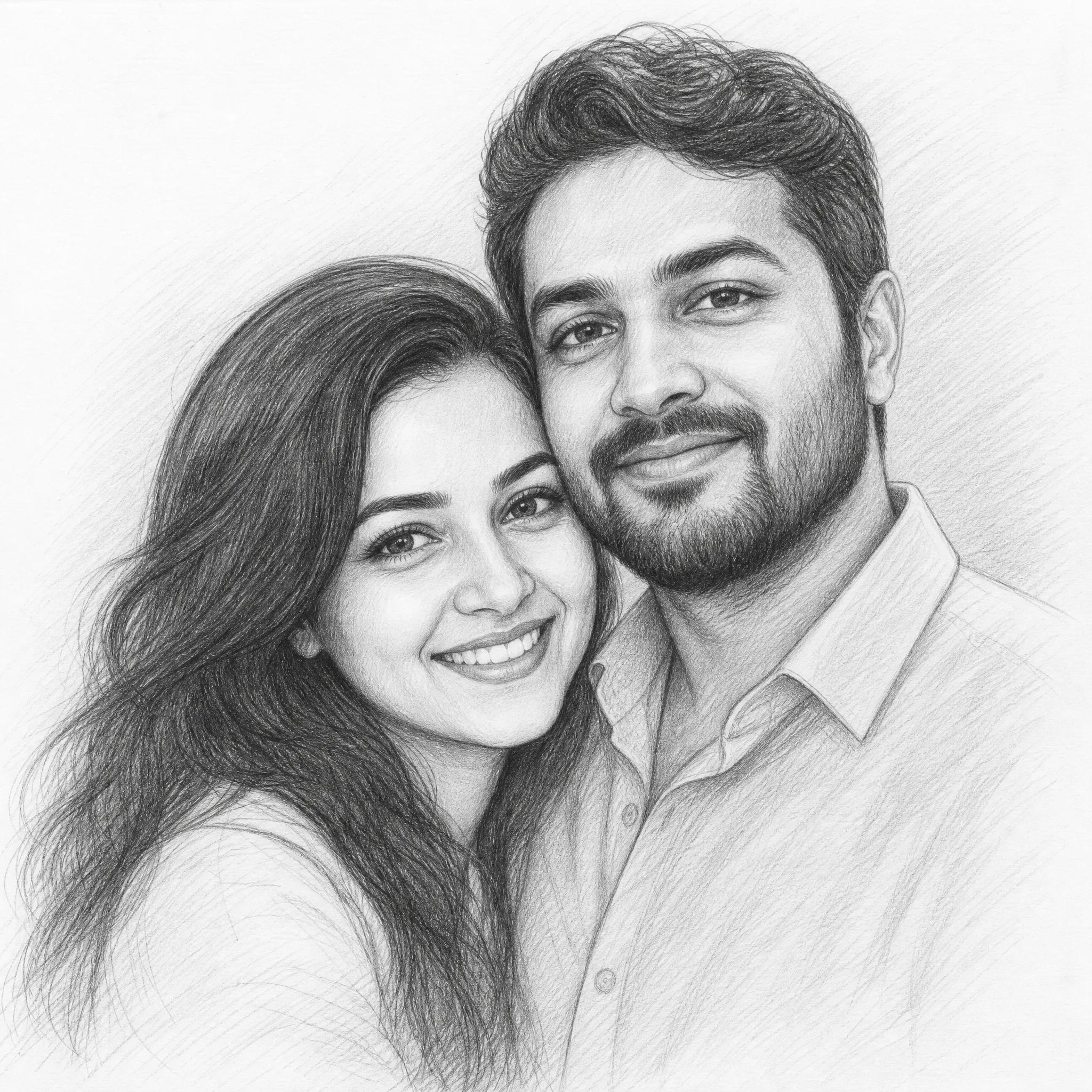 A photo turned into a pencil sketch portrait as a personal gift