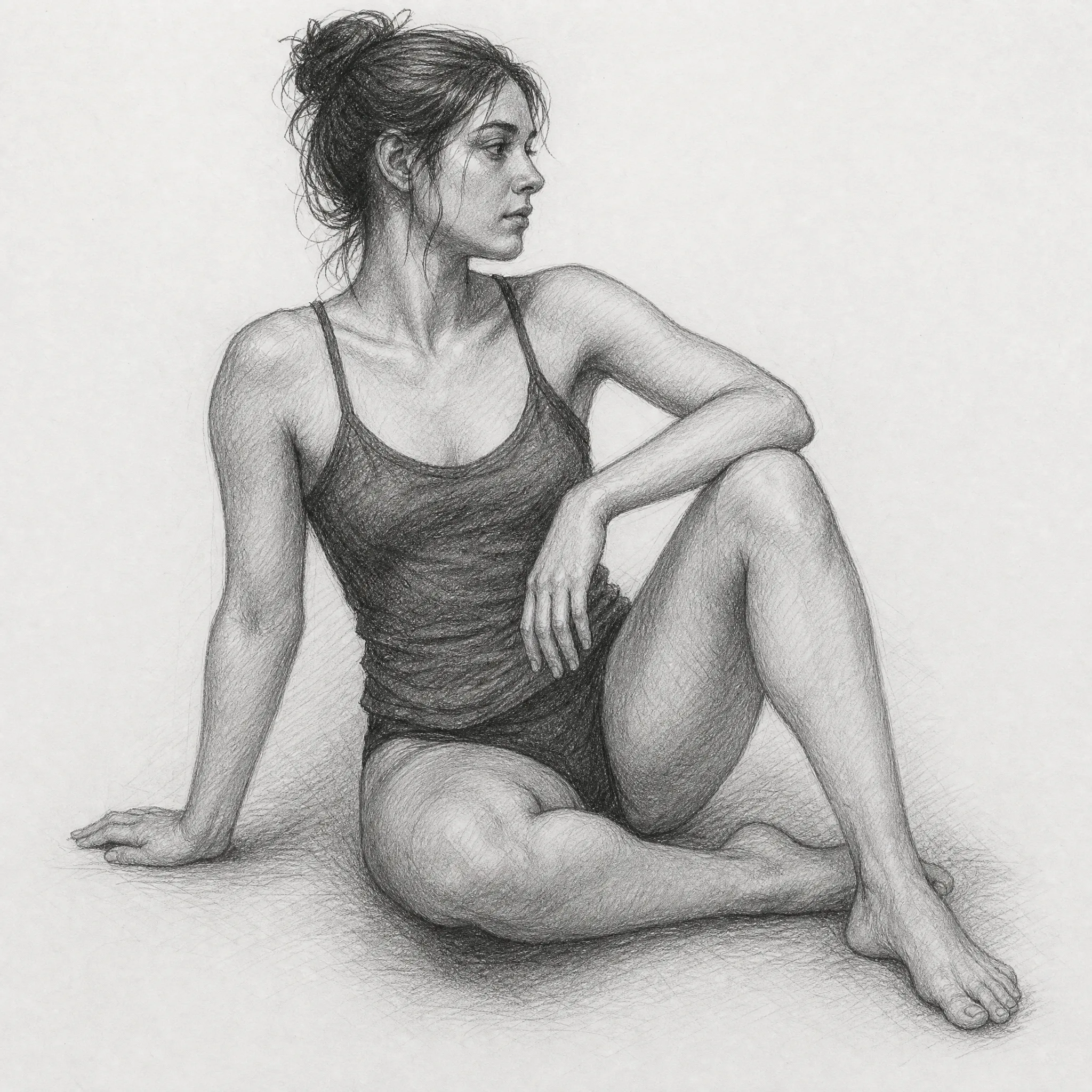 A photo turned into a pencil sketch used as a drawing reference