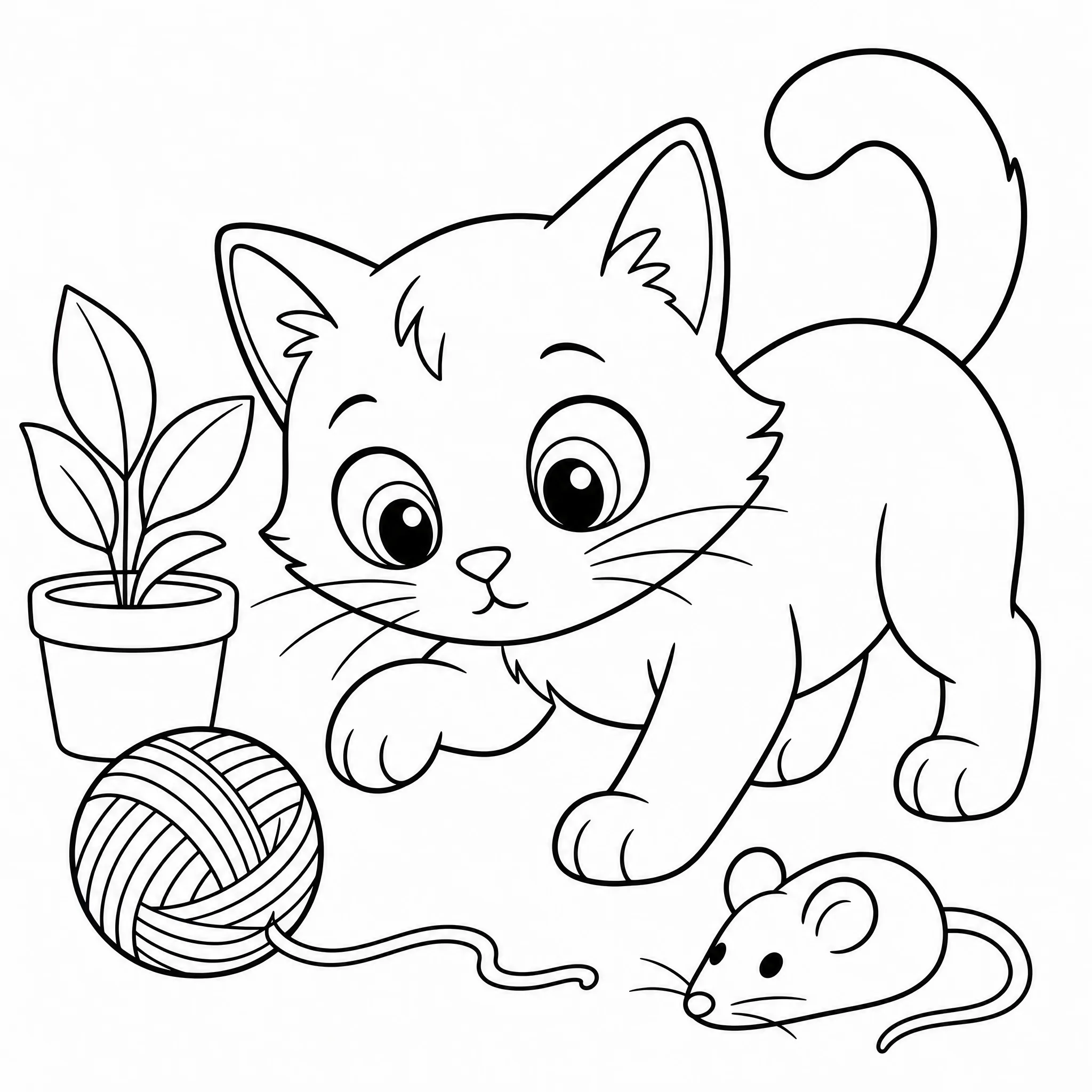 Ein Bild einer Katze, verwandelt in schwarz-weiße Strichzeichnung