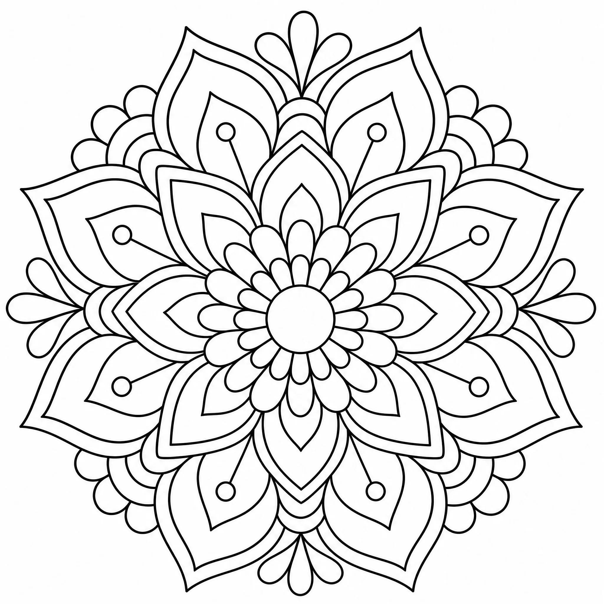 Ein dekoratives Mandala-Blumen-Ausmalbild zum Basteln