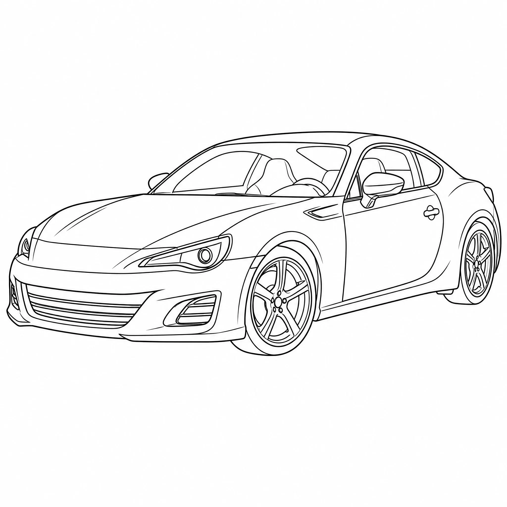 A car picture converted into bold black-and-white line art