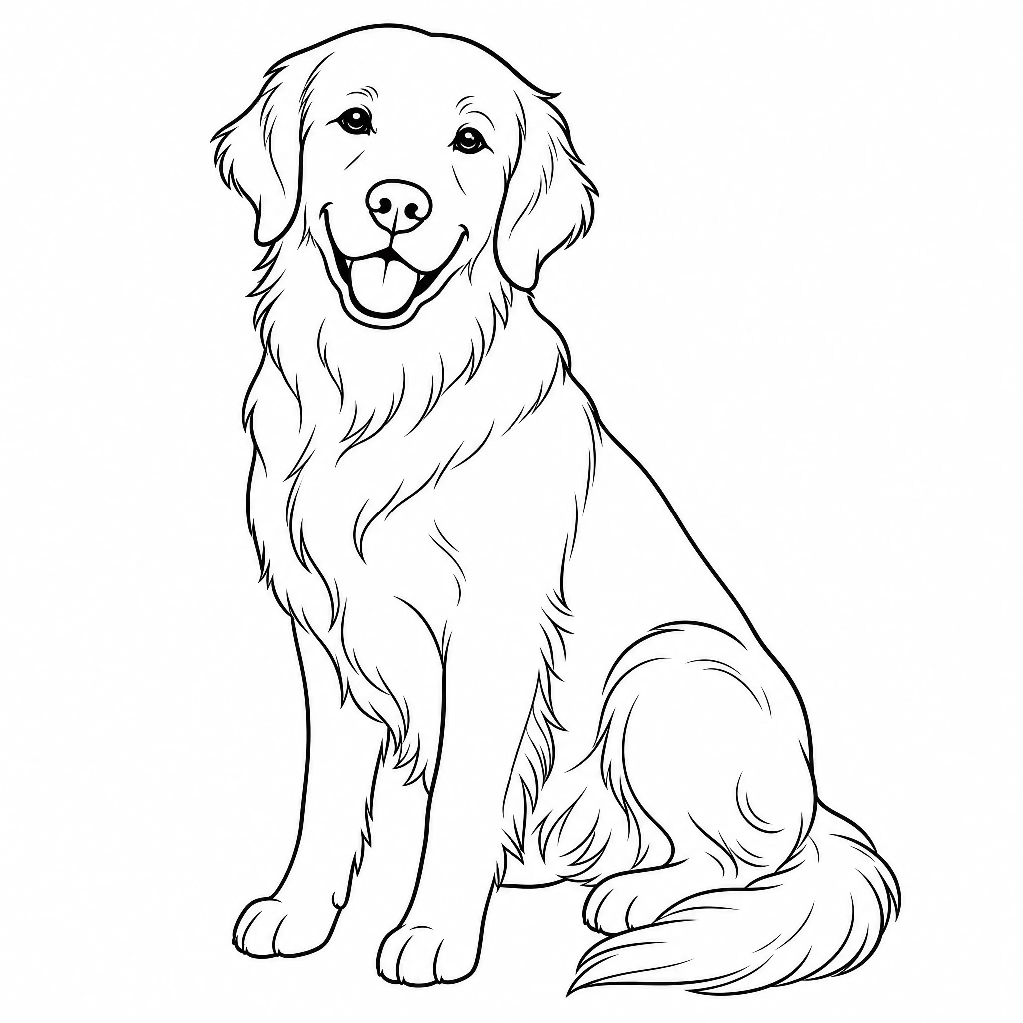 A dog picture converted into a clean line art outline