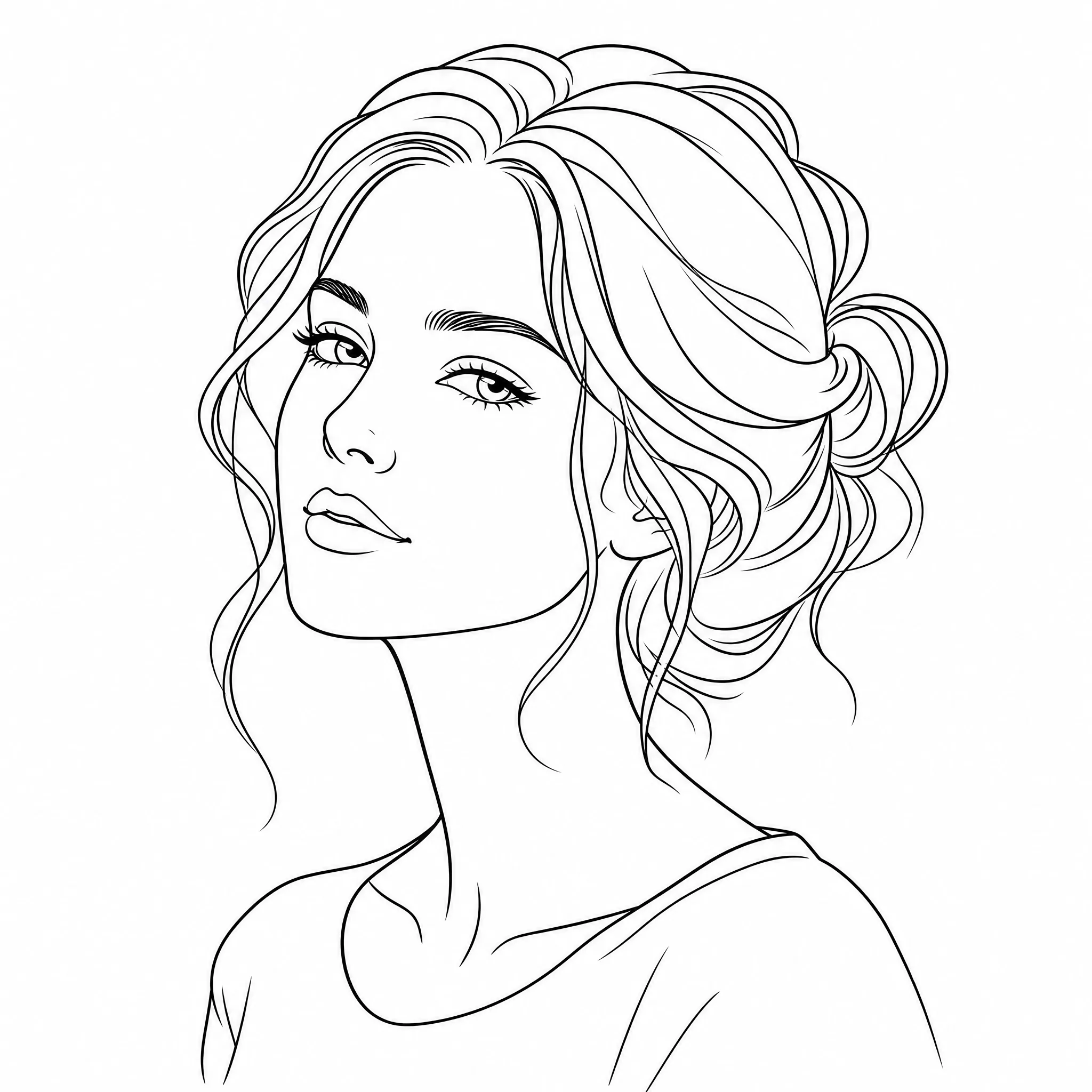 A portrait picture converted into a clean line art drawing