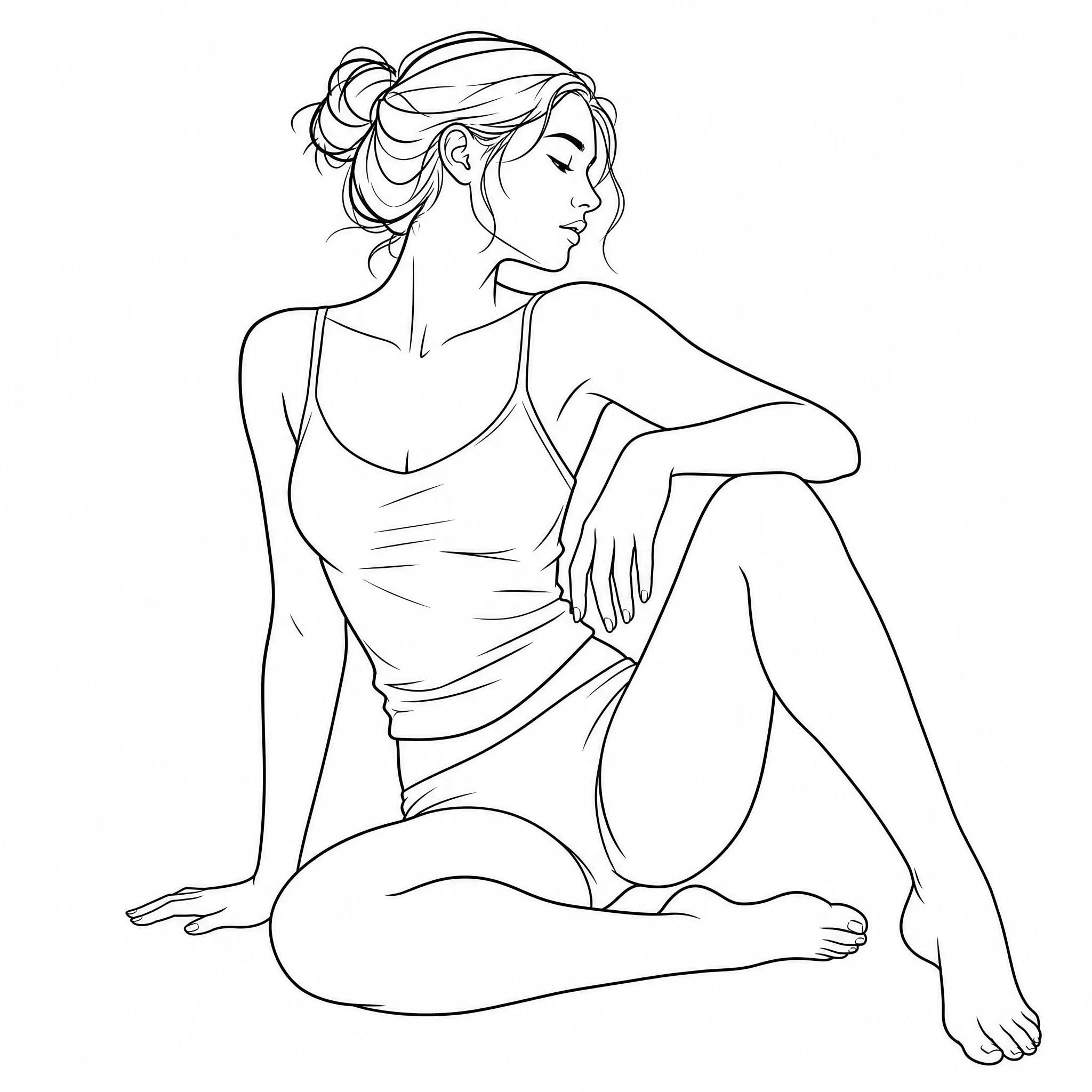 A line art figure study an artist can ink over