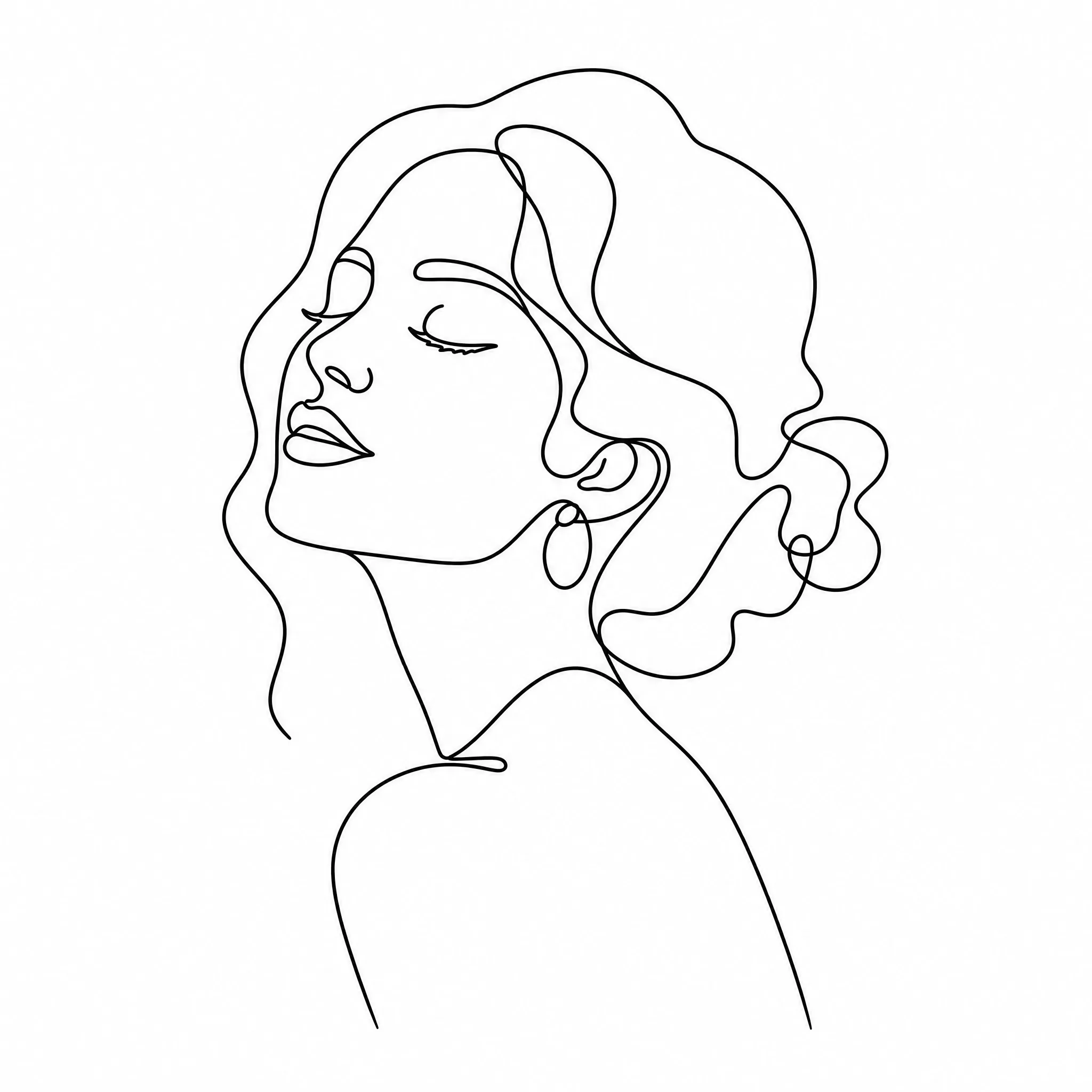 A minimal single-line style line art print for a wall