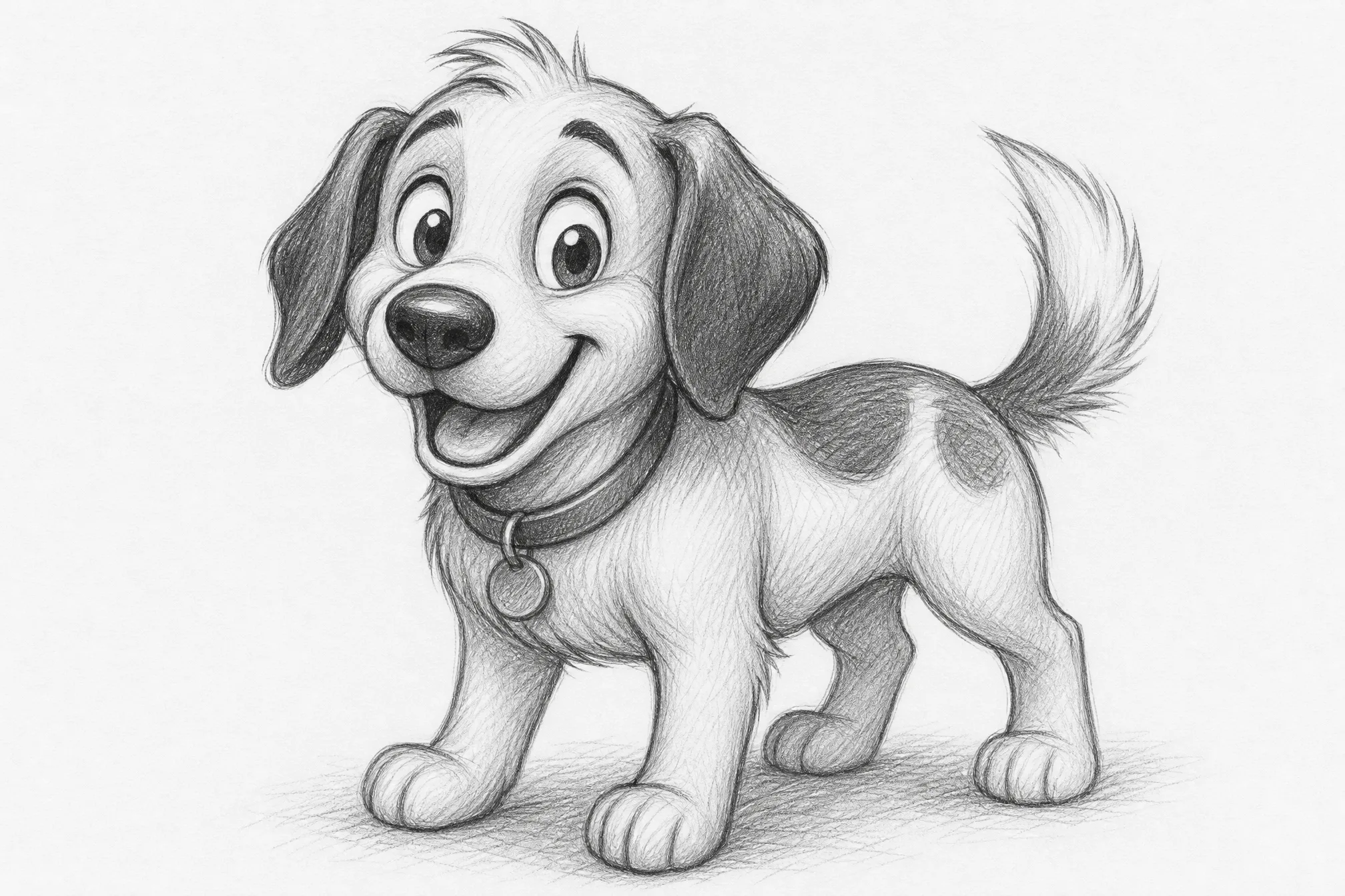 The same cartoon picture converted into a pencil sketch drawing