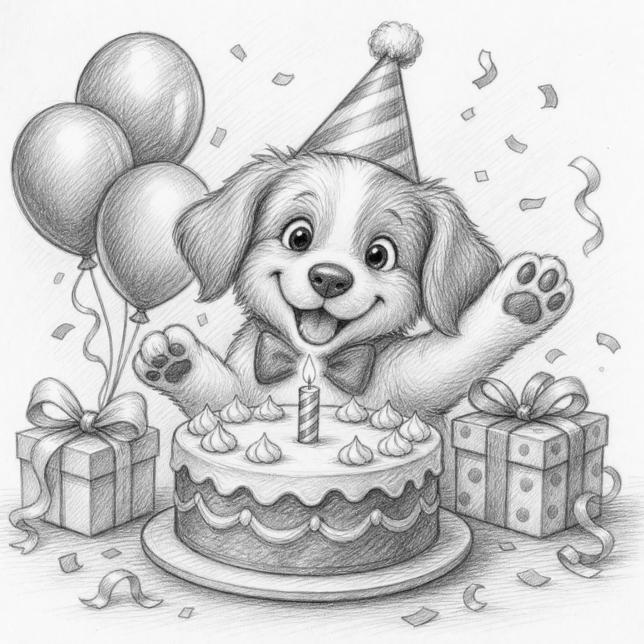 A cartoon picture converted into a sketch on a greeting card