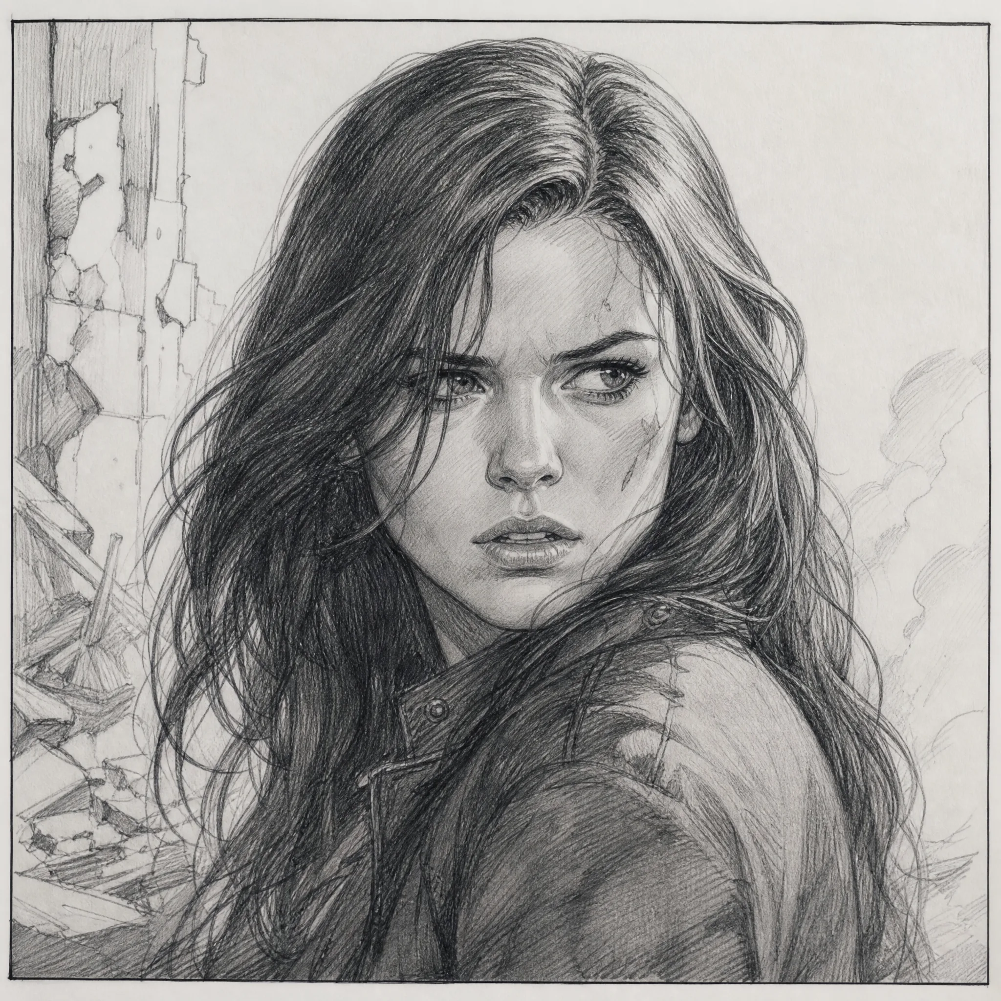 Cartoon characters converted into sketch drawings for a comic panel