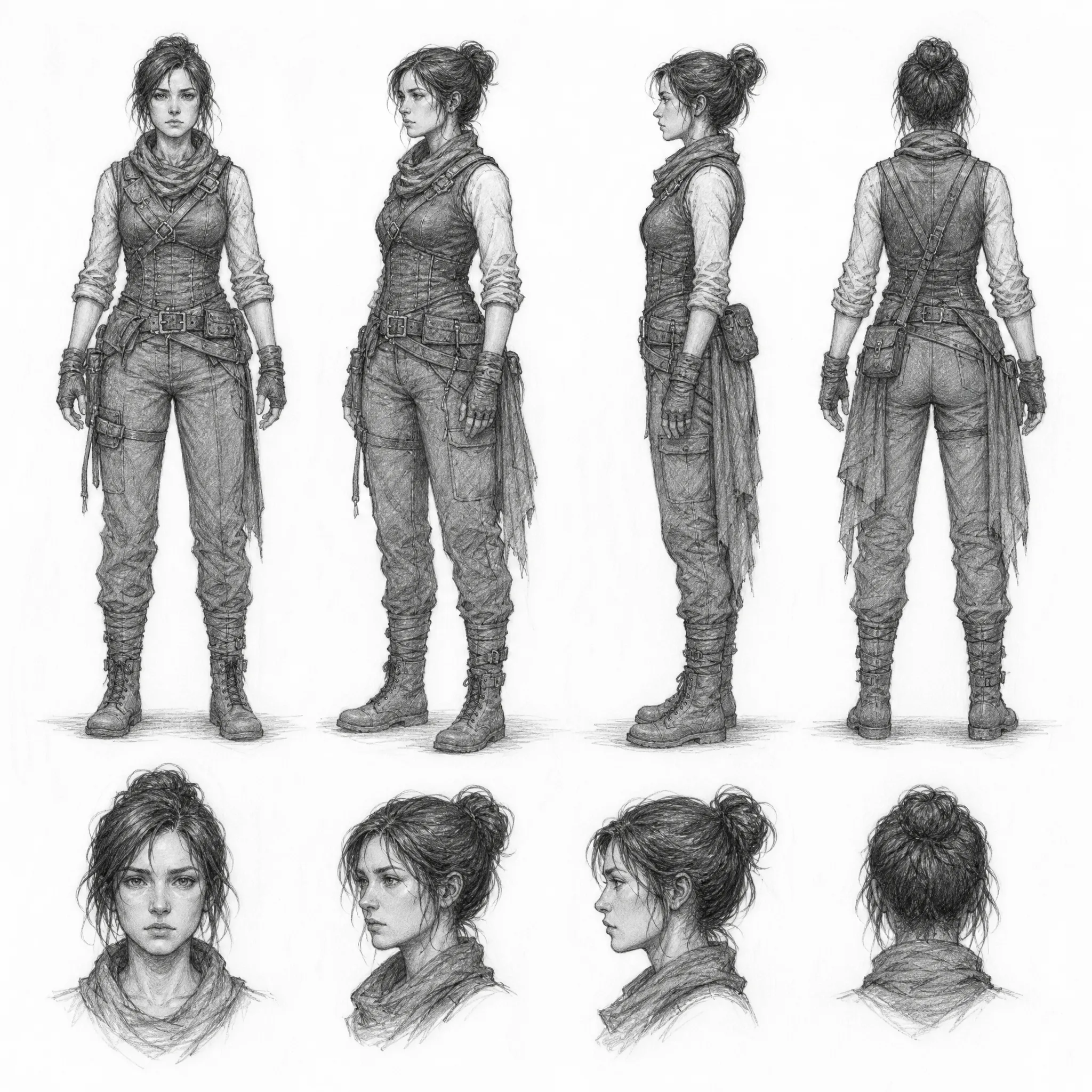 A pencil sketch of a fantasy character generated for character design