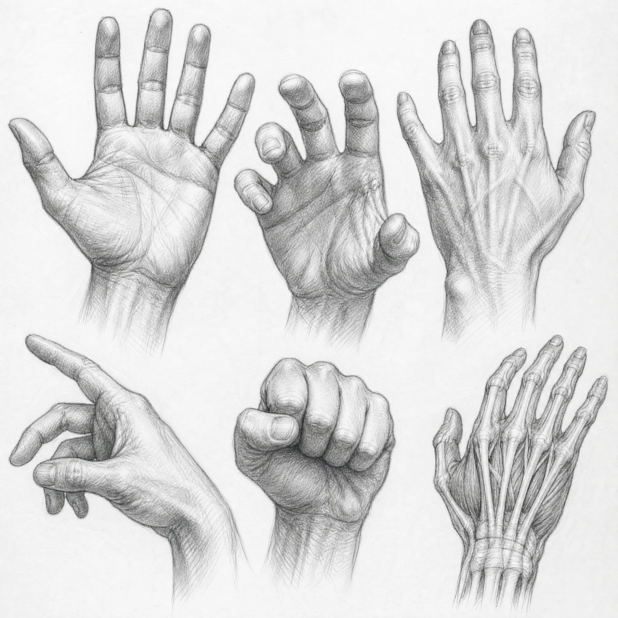 A pencil sketch study reference for drawing practice