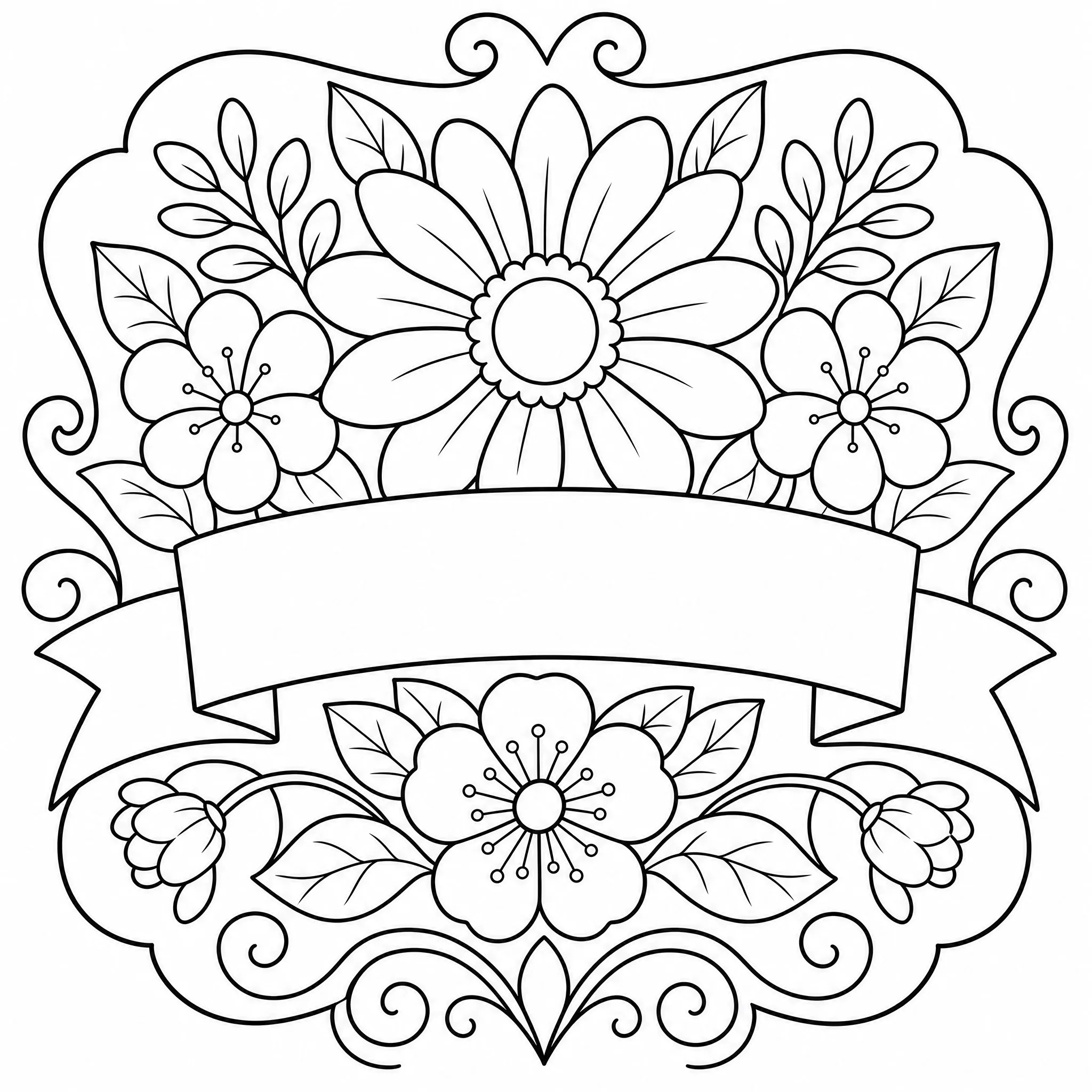 Un motif décoratif de fleur et de banderole pour loisirs créatifs