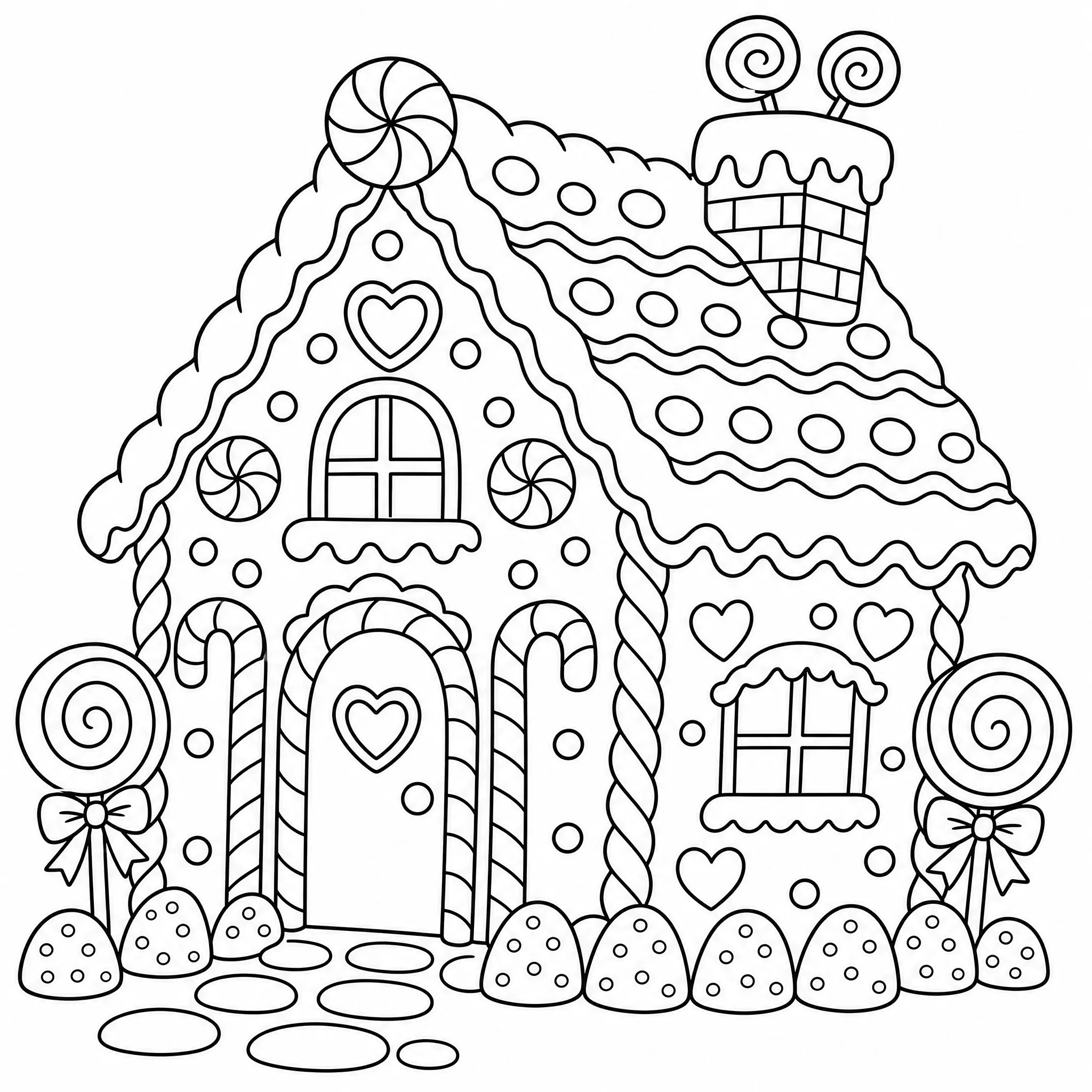 Ein Lebkuchenhaus-Weihnachts-Ausmalbild zum Ausmalen