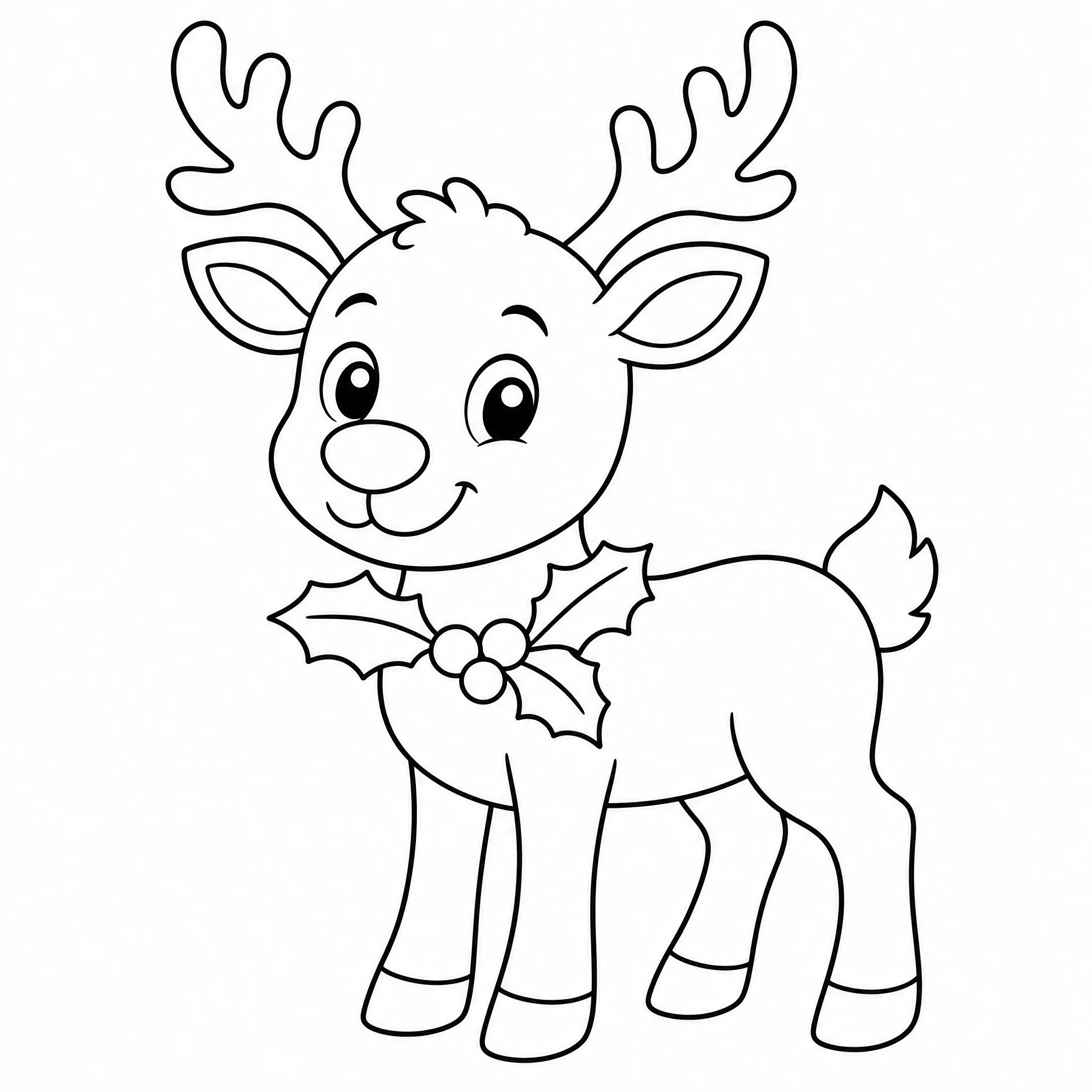 Ein Rentier-Weihnachts-Ausmalbild mit sauberer Strichzeichnung