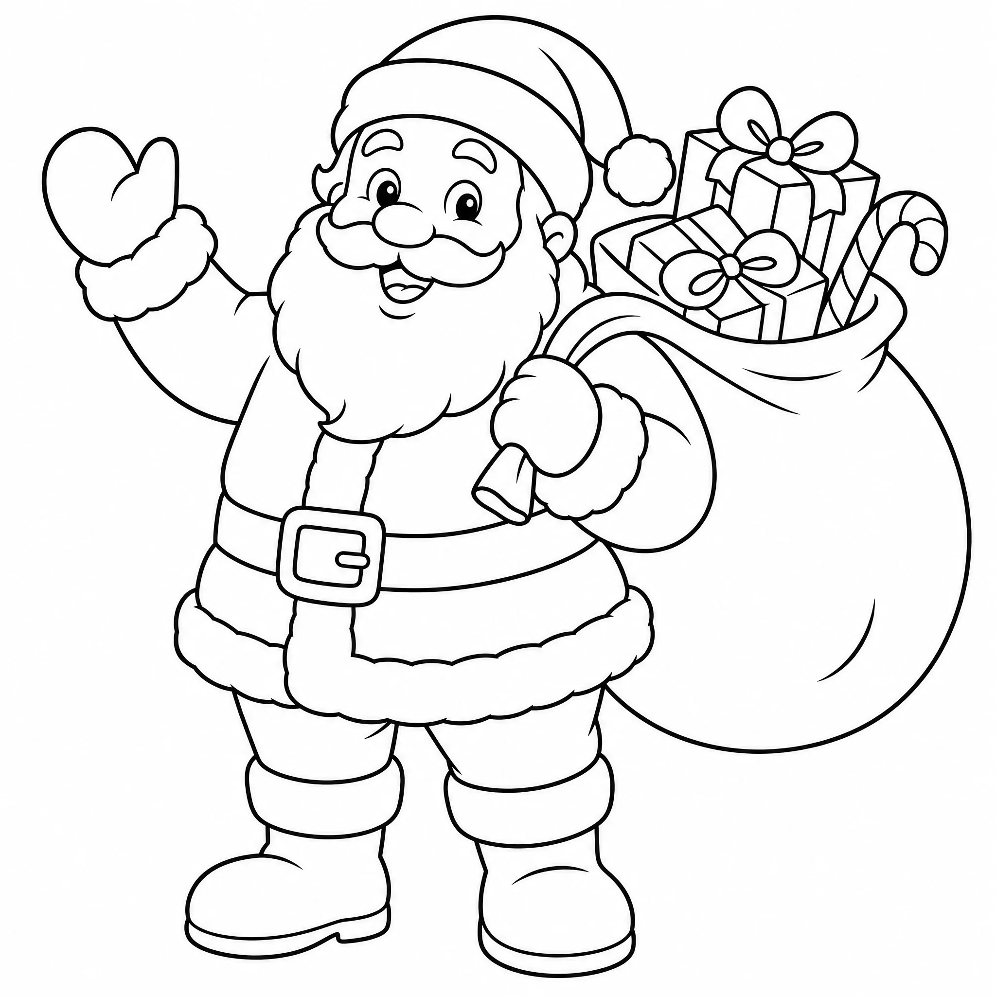 Ein Weihnachtsmann-Weihnachts-Ausmalbild mit kräftigen Umrissen
