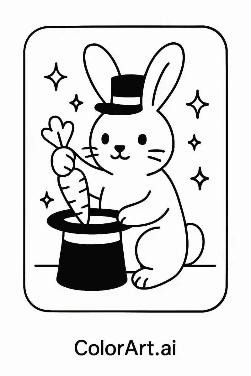 The Magical Bunny’s Carrot Trick Coloring Page