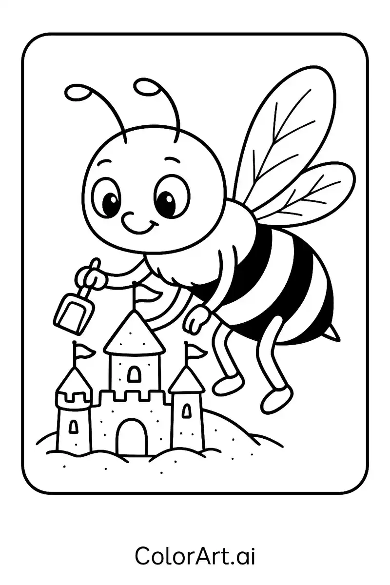 A Futuristic Bee on a Colorful Quest Coloring Page