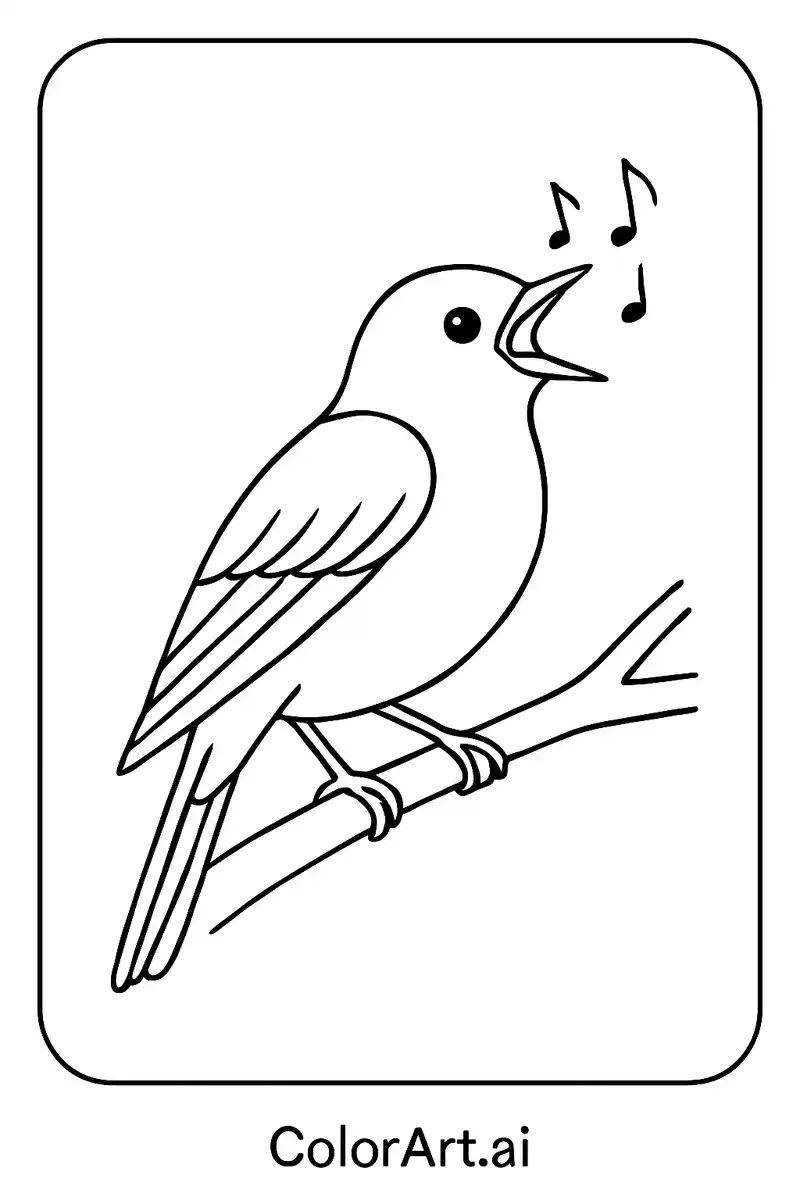 A grateful Singing Robin Bird coloring page