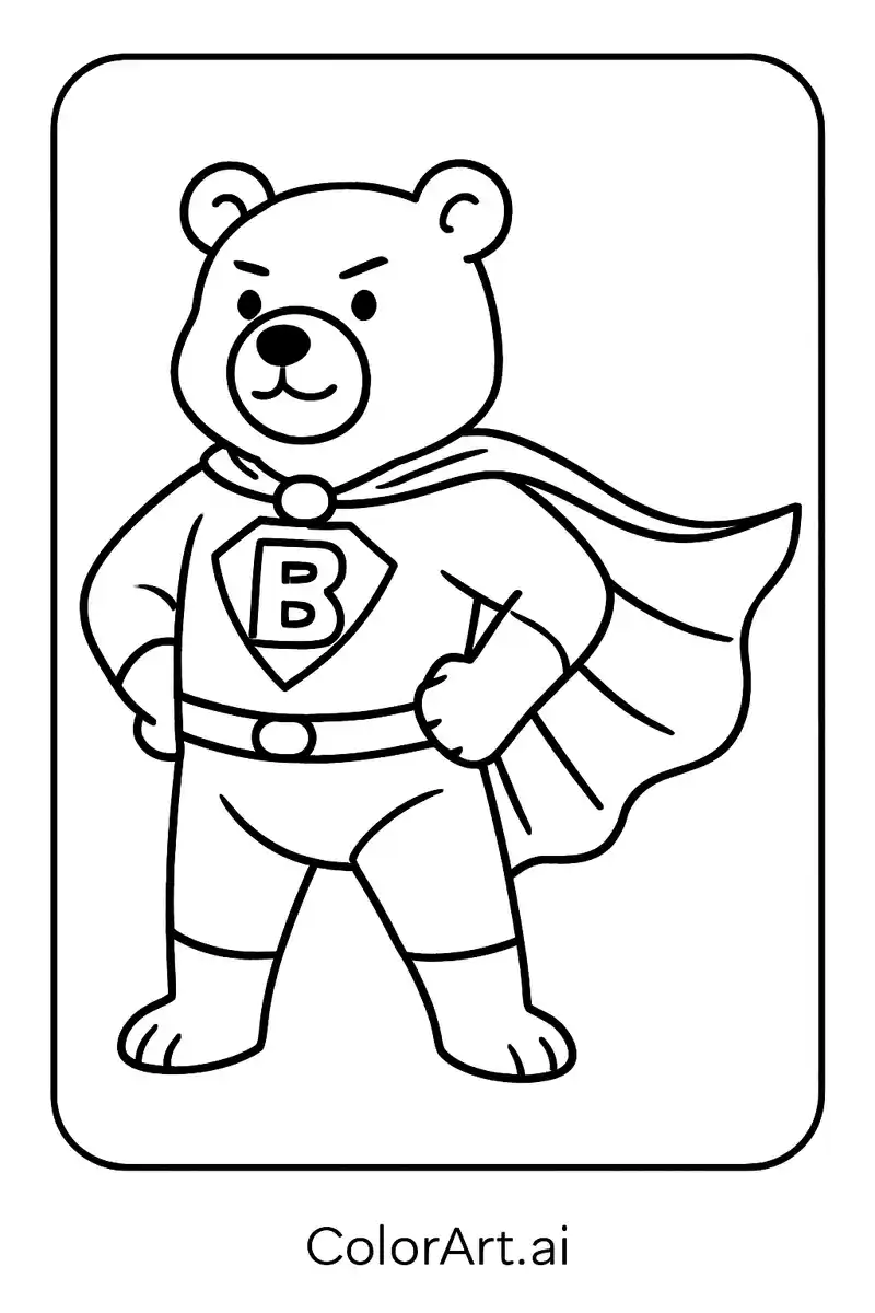 A Empowered Bear Coloring Page