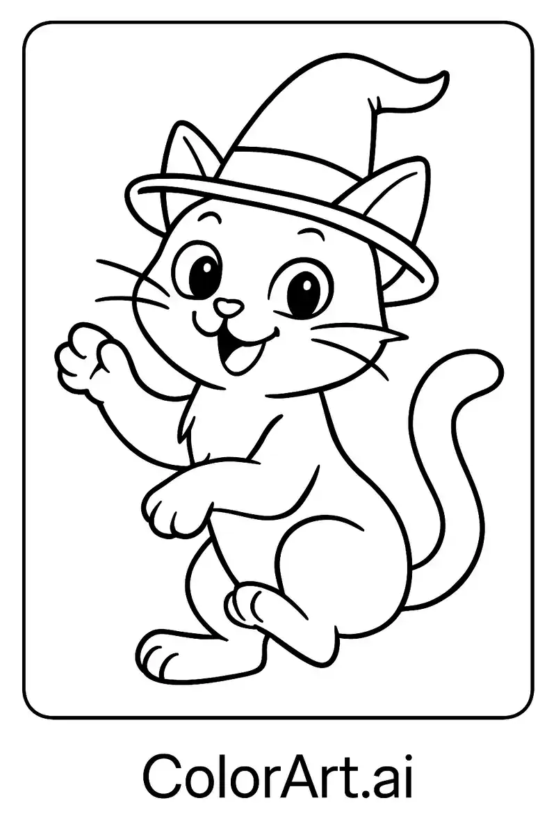 The Magical Cat’s Big Adventure Coloring Page