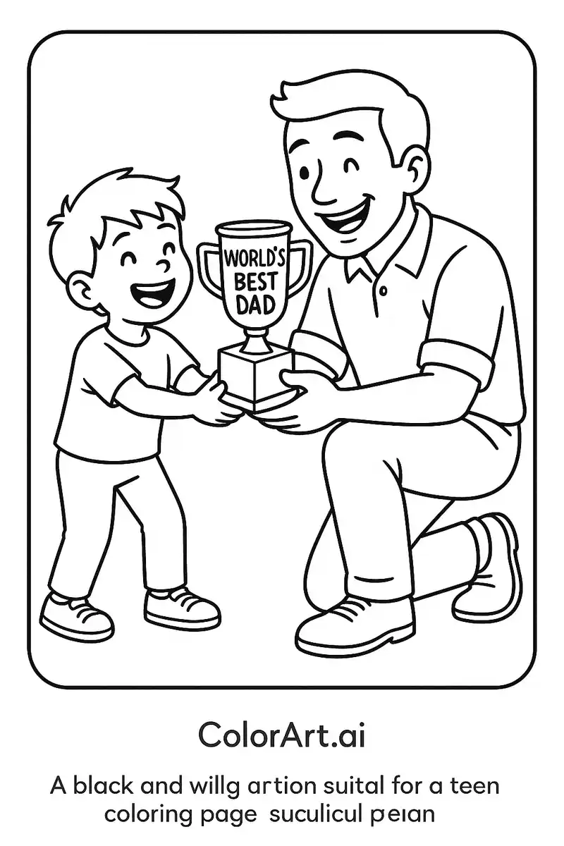 Celebrating Father's Day with a Champion Cup Coloring Page