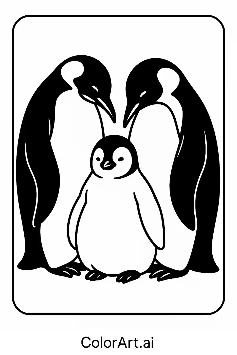 Penguin Family Coloring Page