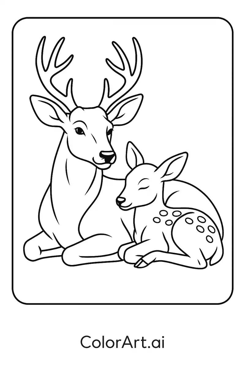 The Tranquil Mom buck and her Kid Coloring Page