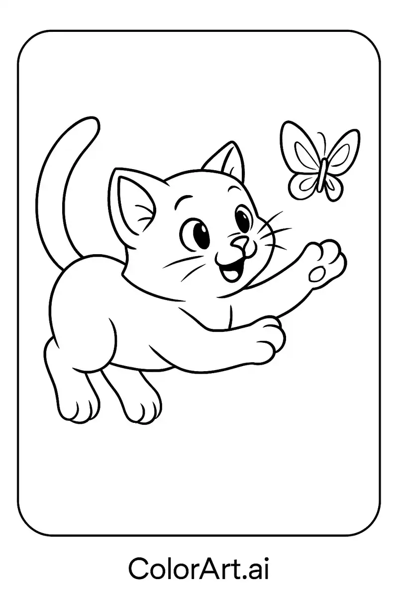 Playful Kitten Coloring Adventure Coloring Page