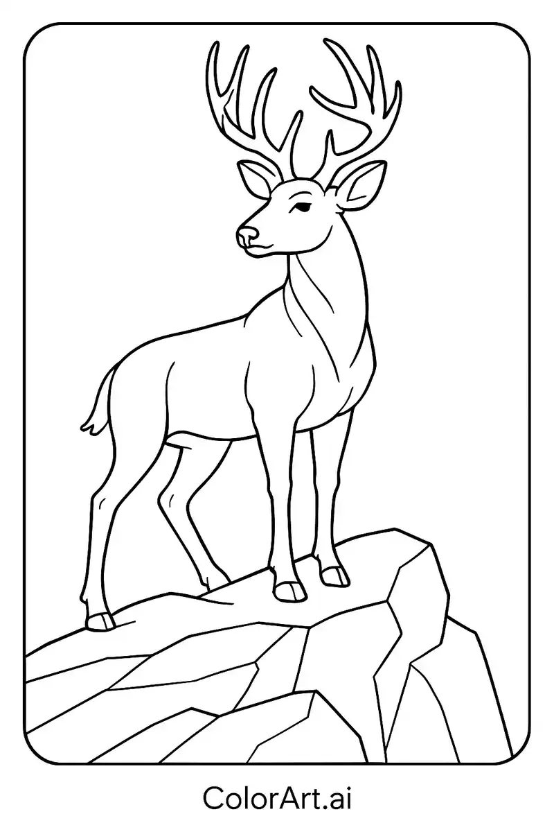 A Buck standing on a stock Coloring page