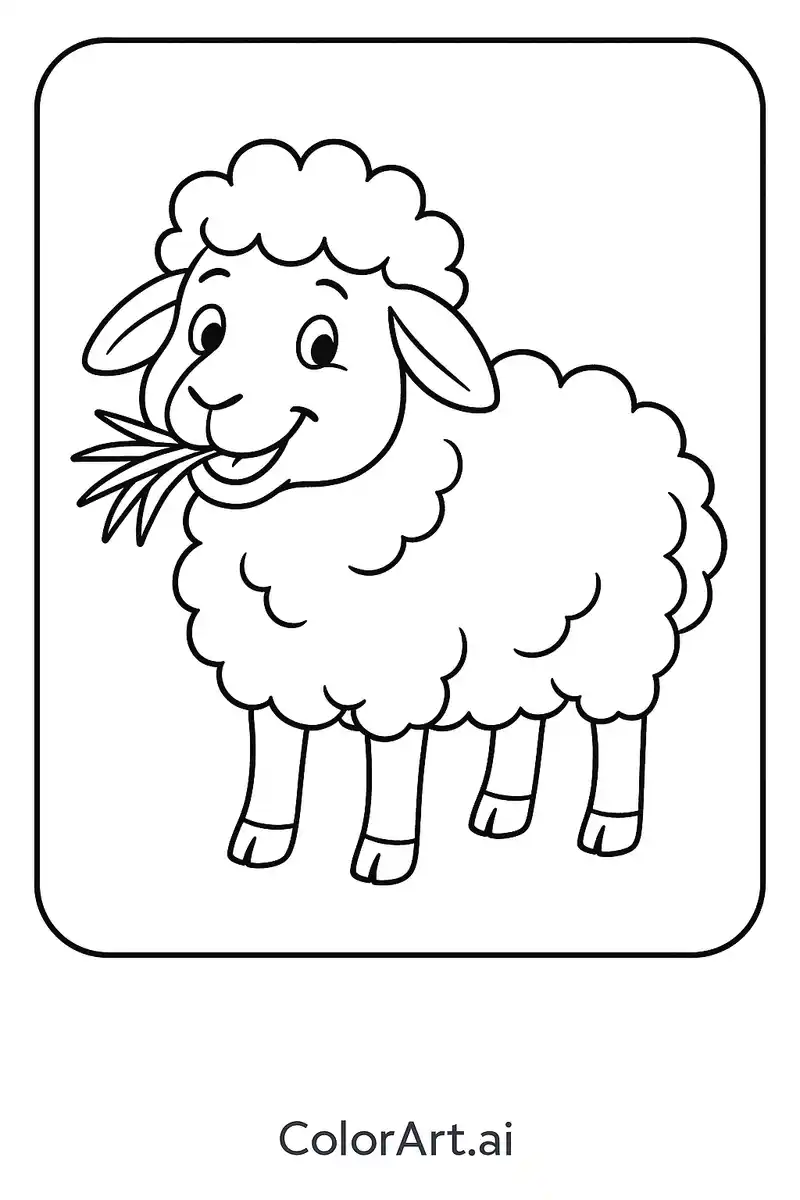 Fluffy Farm Friends: Sheep Coloring Page