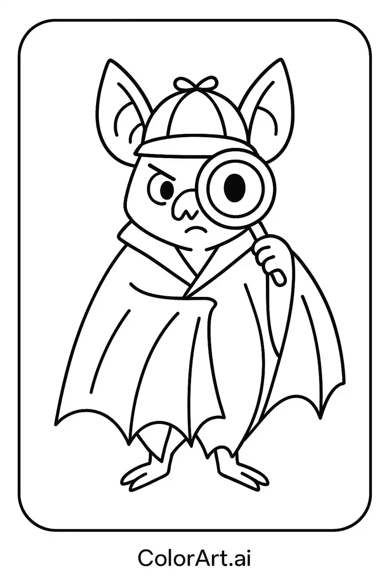 The Detective Bat Coloring Page for Creative Minds